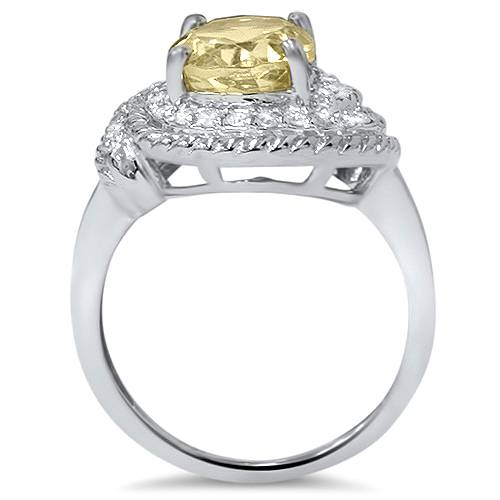 2 7/8ct Oval Citrine Vintage Oval Diamond Womens Braided Ring 14K White Gold