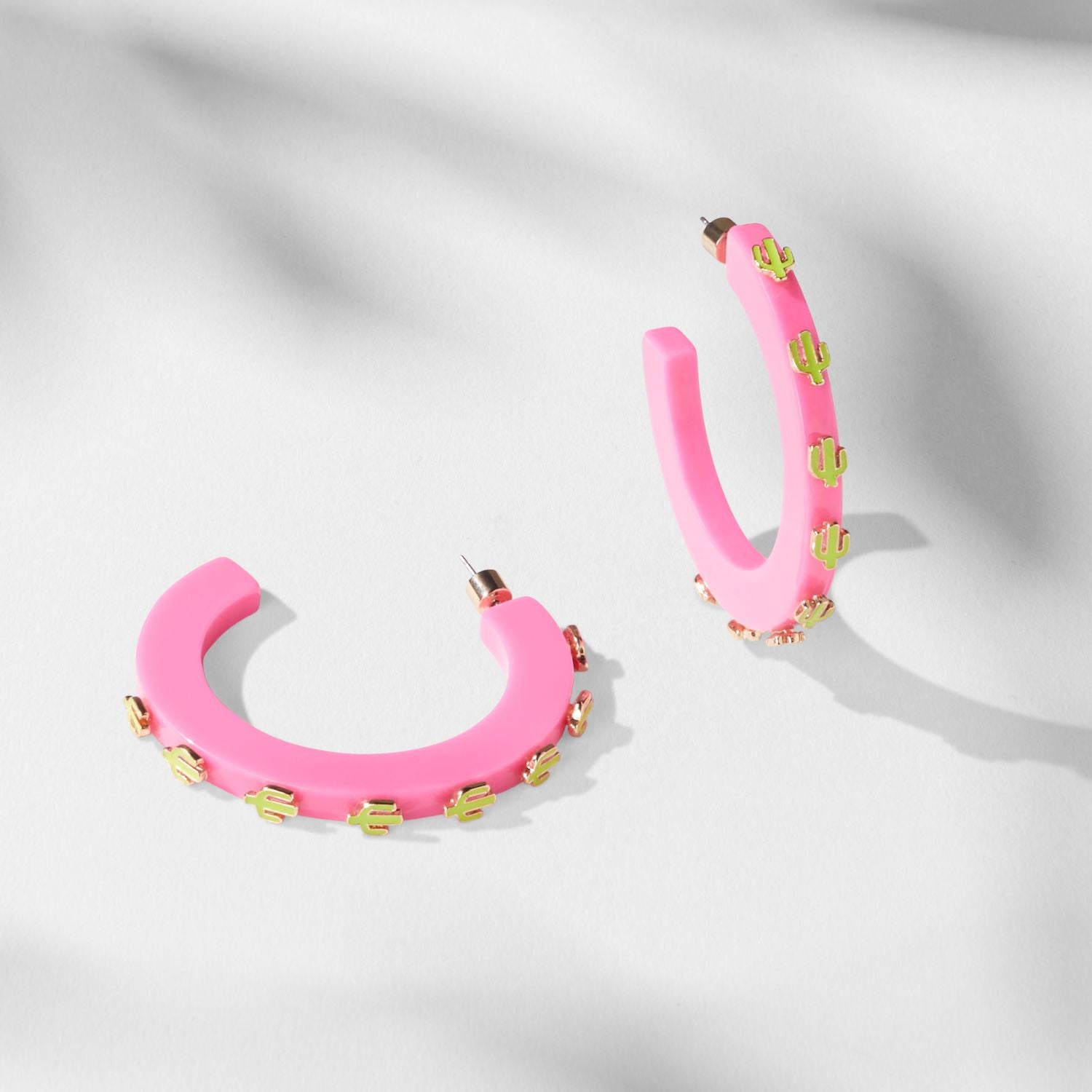 Cactus Small Jewel Hoop - Hot Pink
