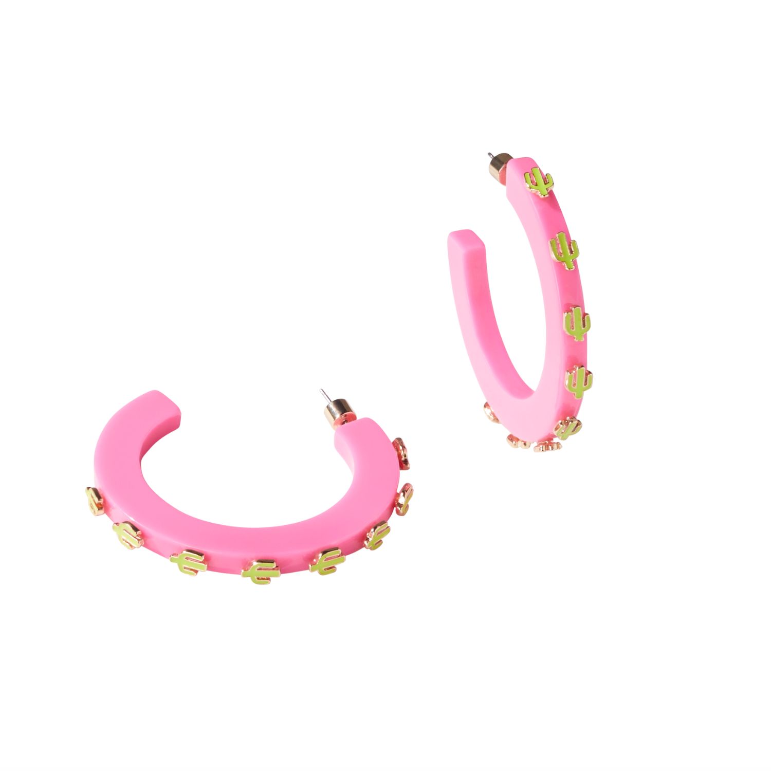 Cactus Small Jewel Hoop - Hot Pink