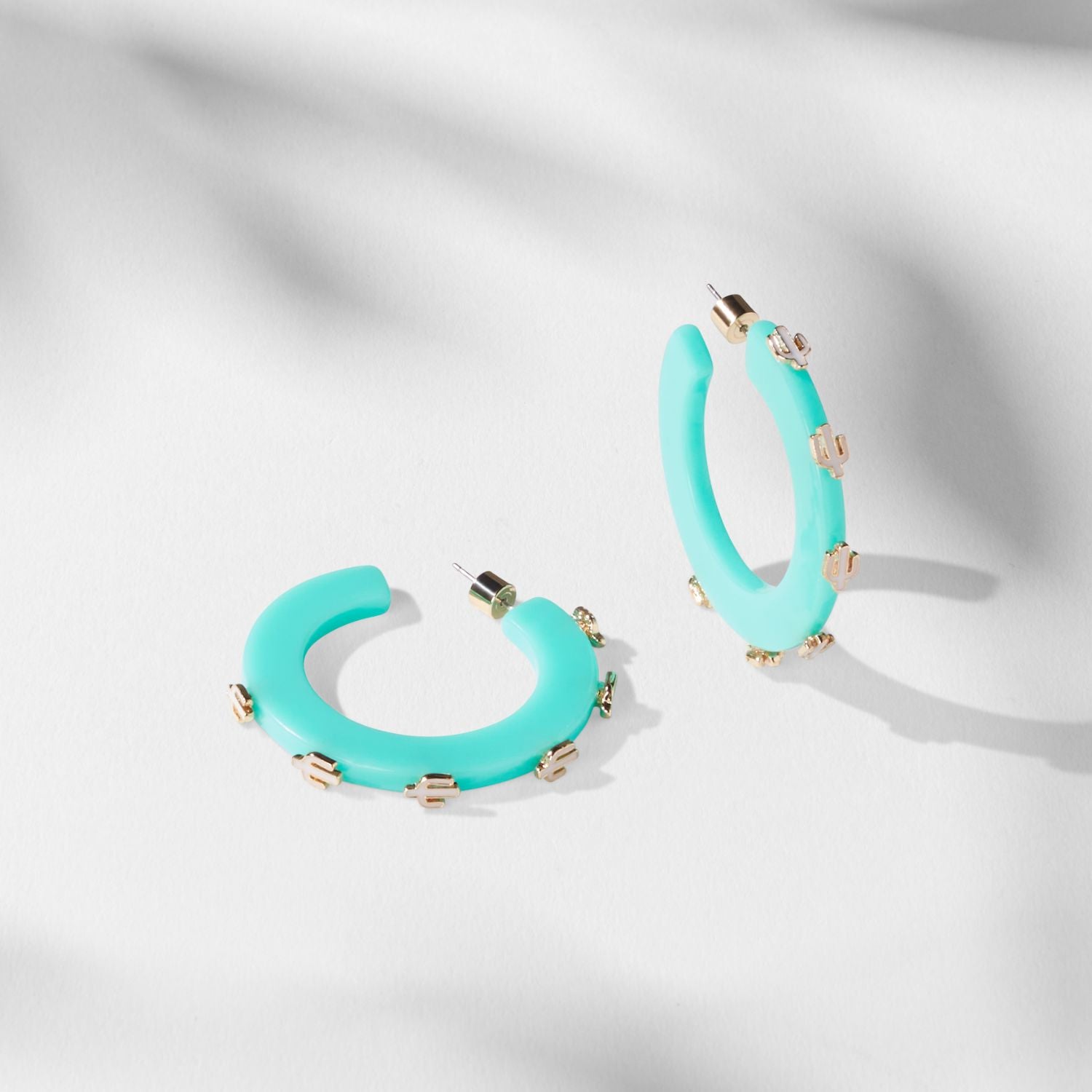 Cactus Large Jewel Hoop - Turquoise