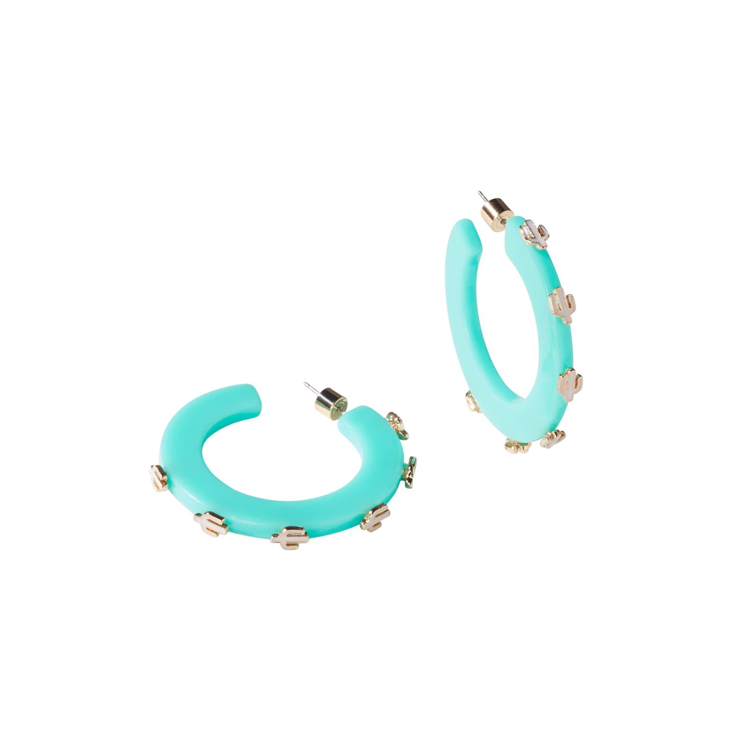 Cactus Large Jewel Hoop - Turquoise