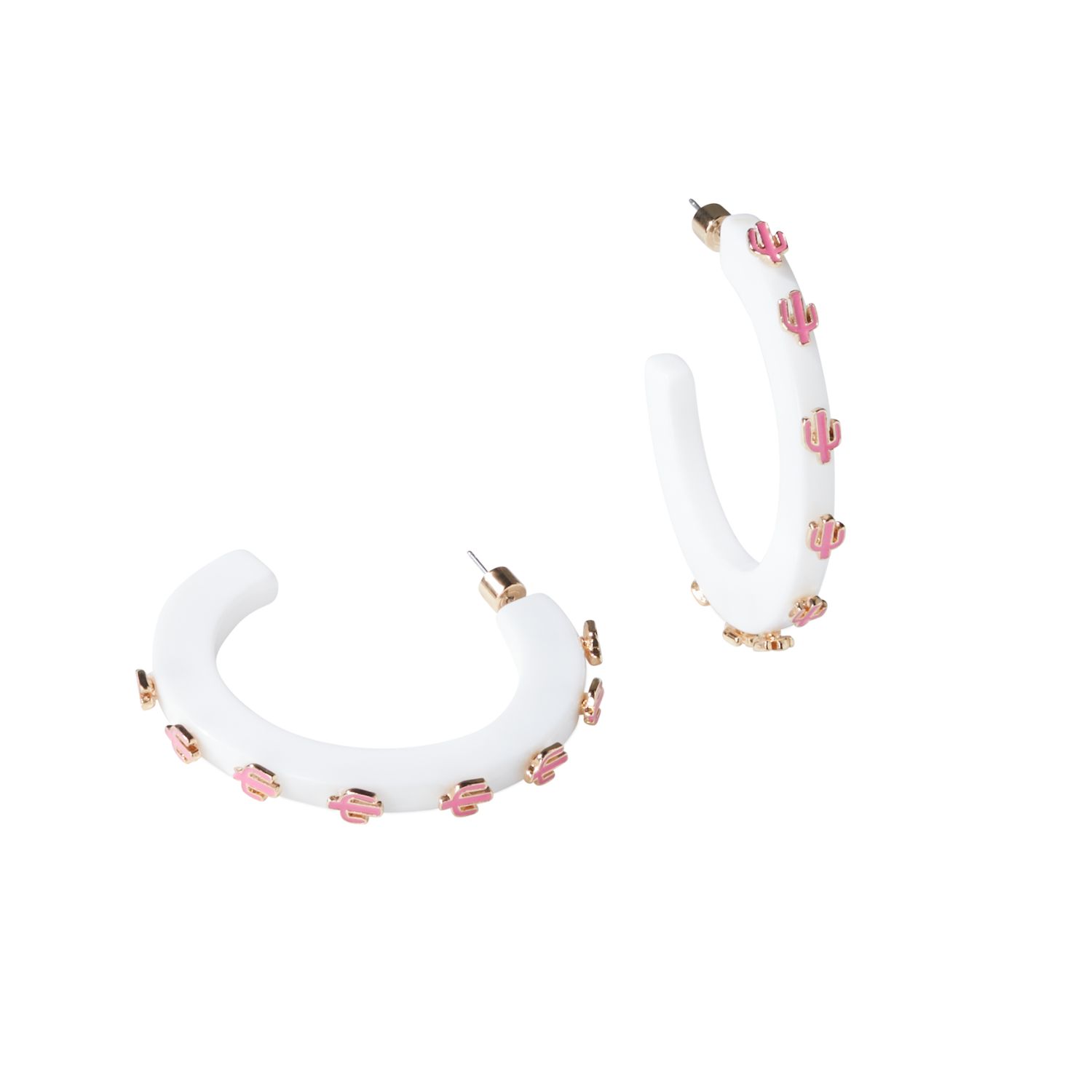 Cactus Small Jewel Hoop - White / Pink