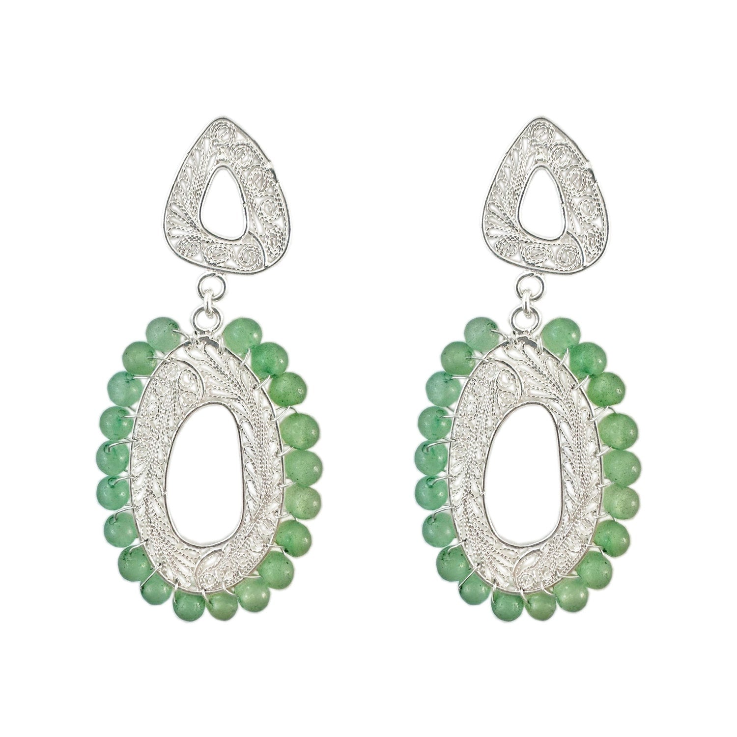 Cadelita With Jadeite Stone Silver Earrings