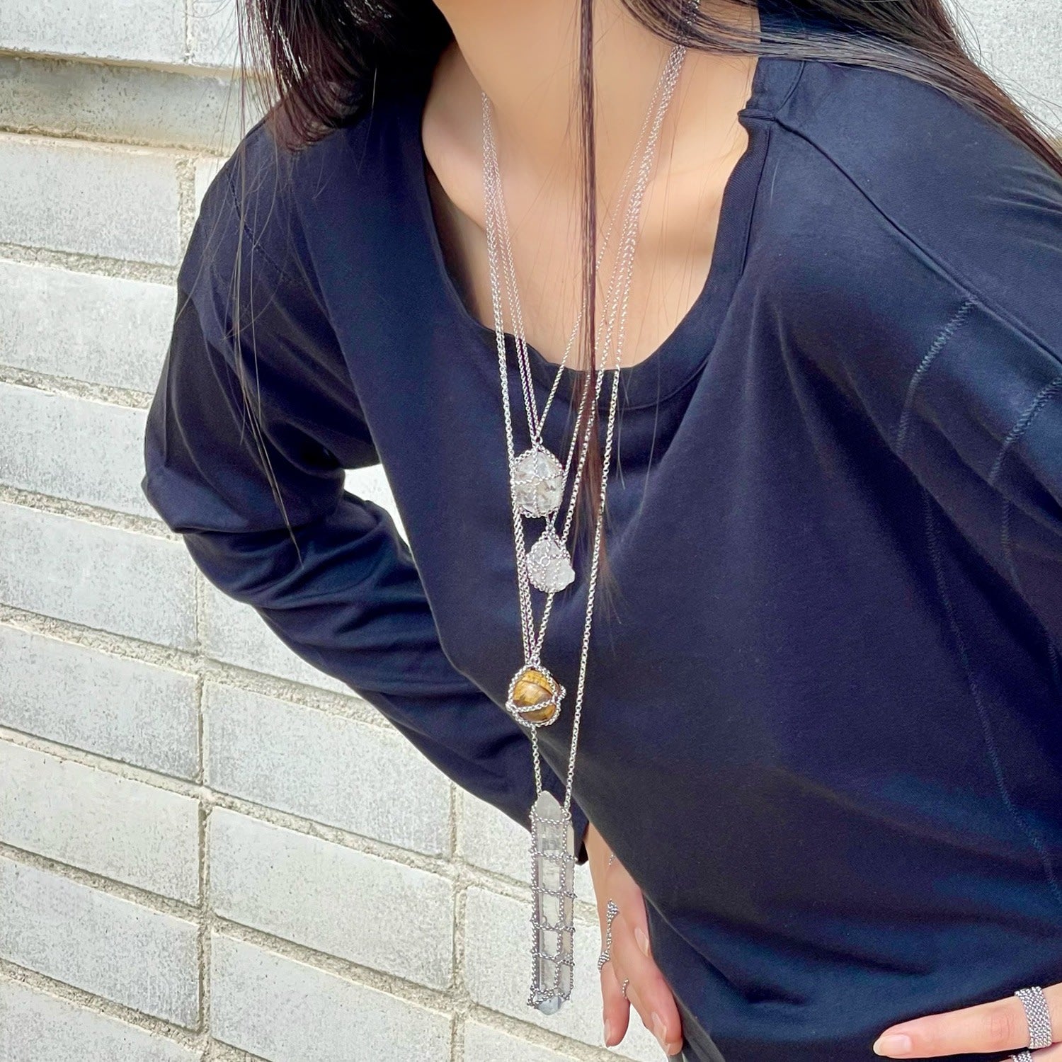 Caged Agate Sphere Necklace