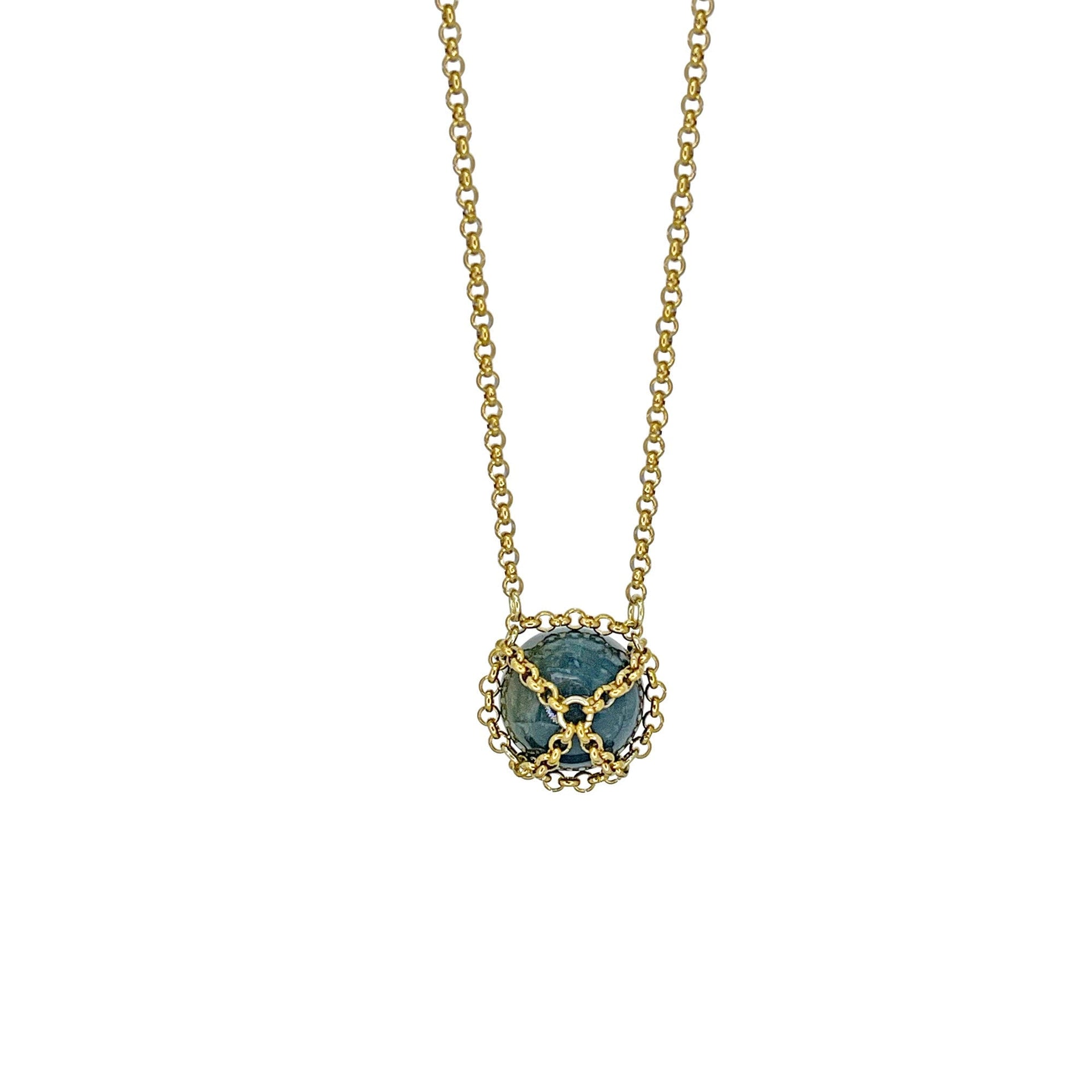 Caged Brass Gemstone Sphere Necklace