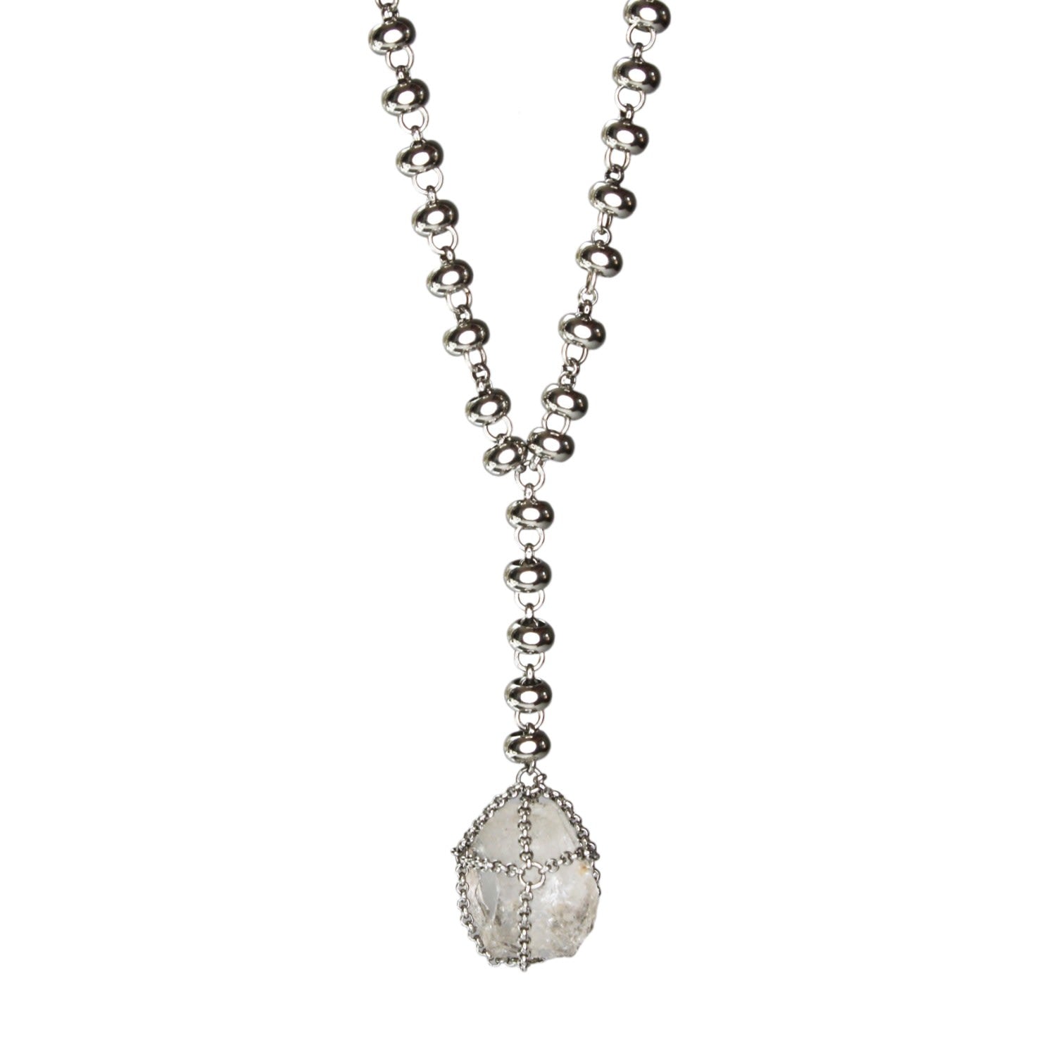 Caged Quartz Bead Lariat