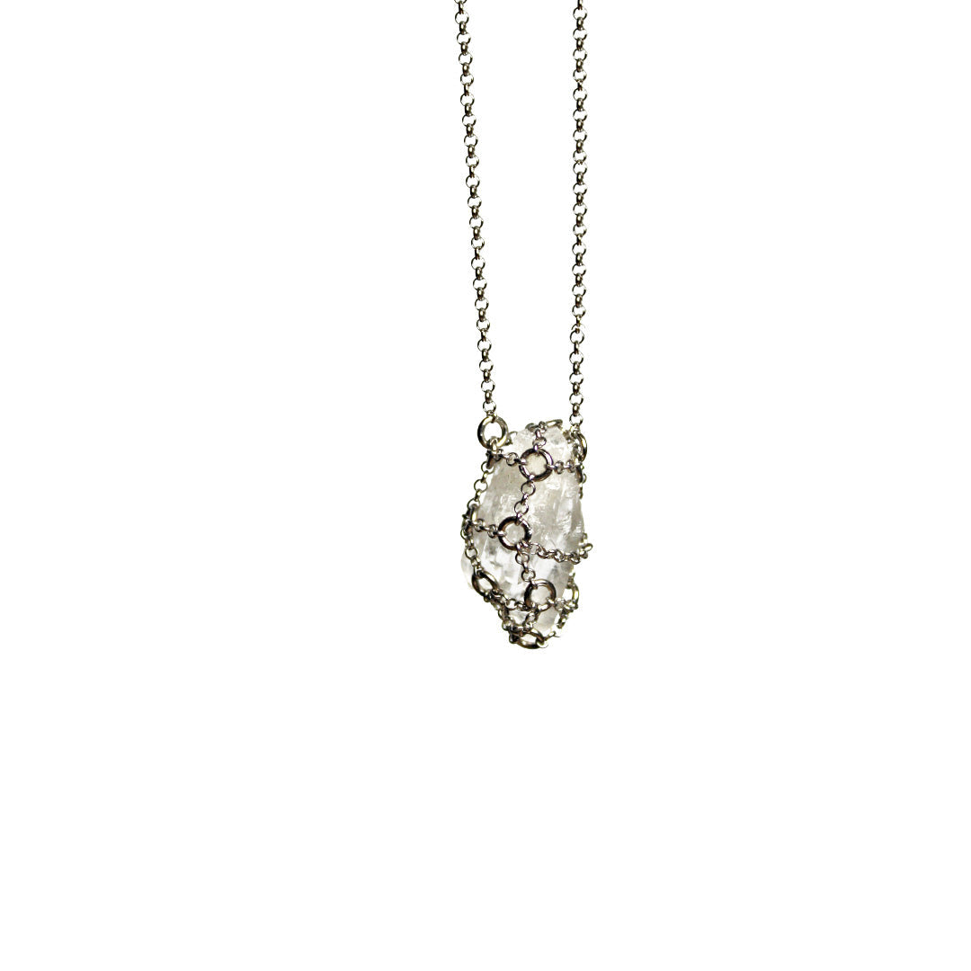 Caged Quartz Stone Chain Necklace