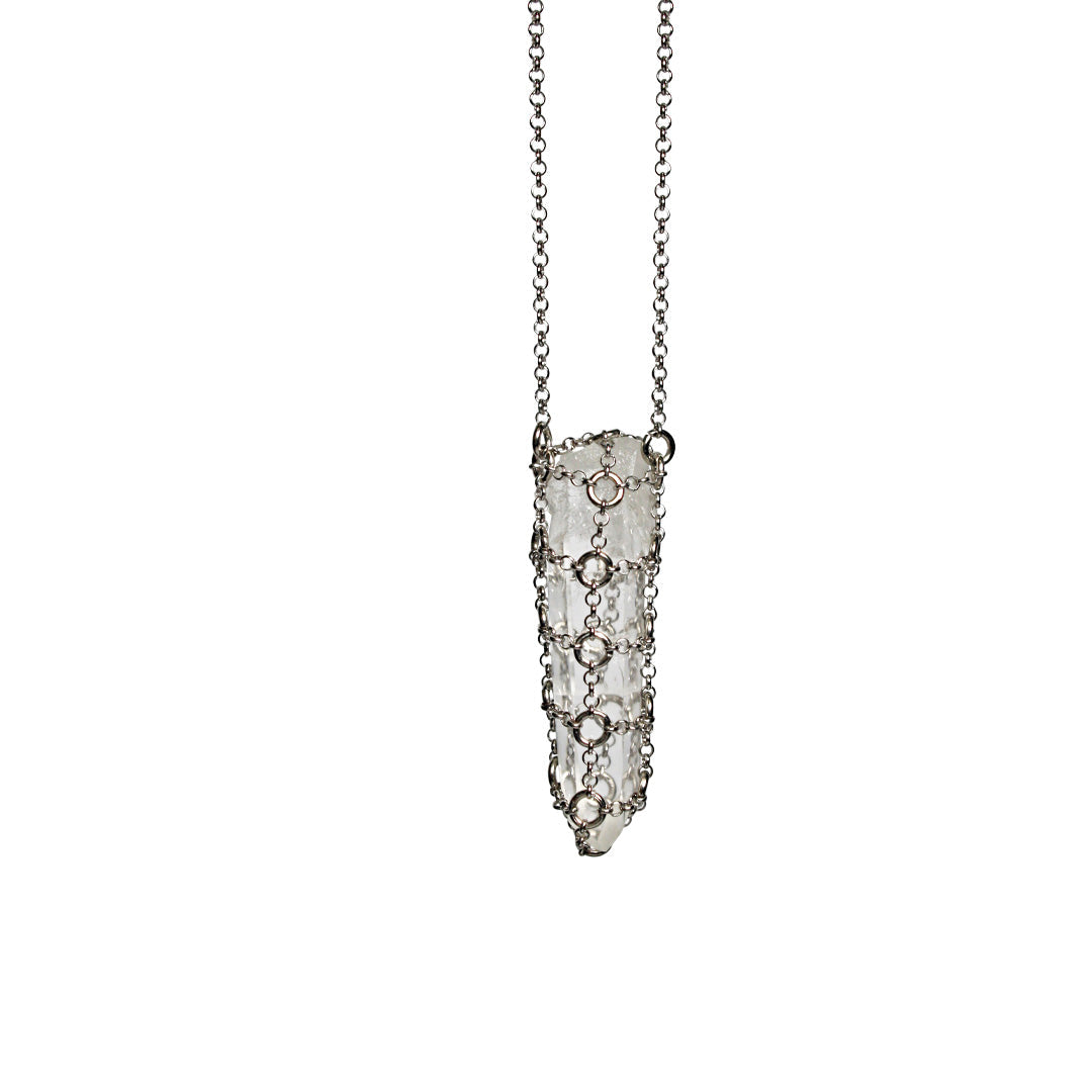 Caged Web Chain Quartz Necklace
