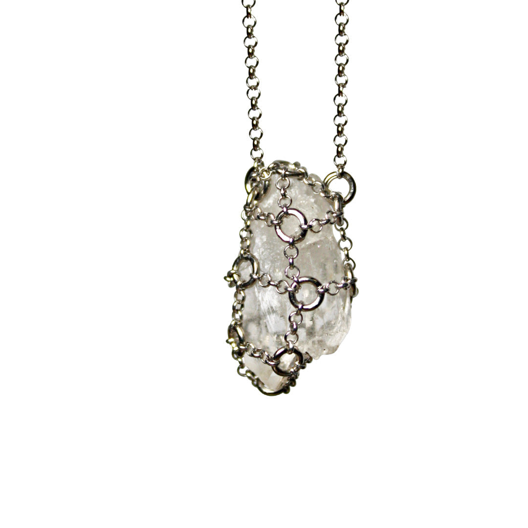 Caged Quartz Stone Chain Necklace