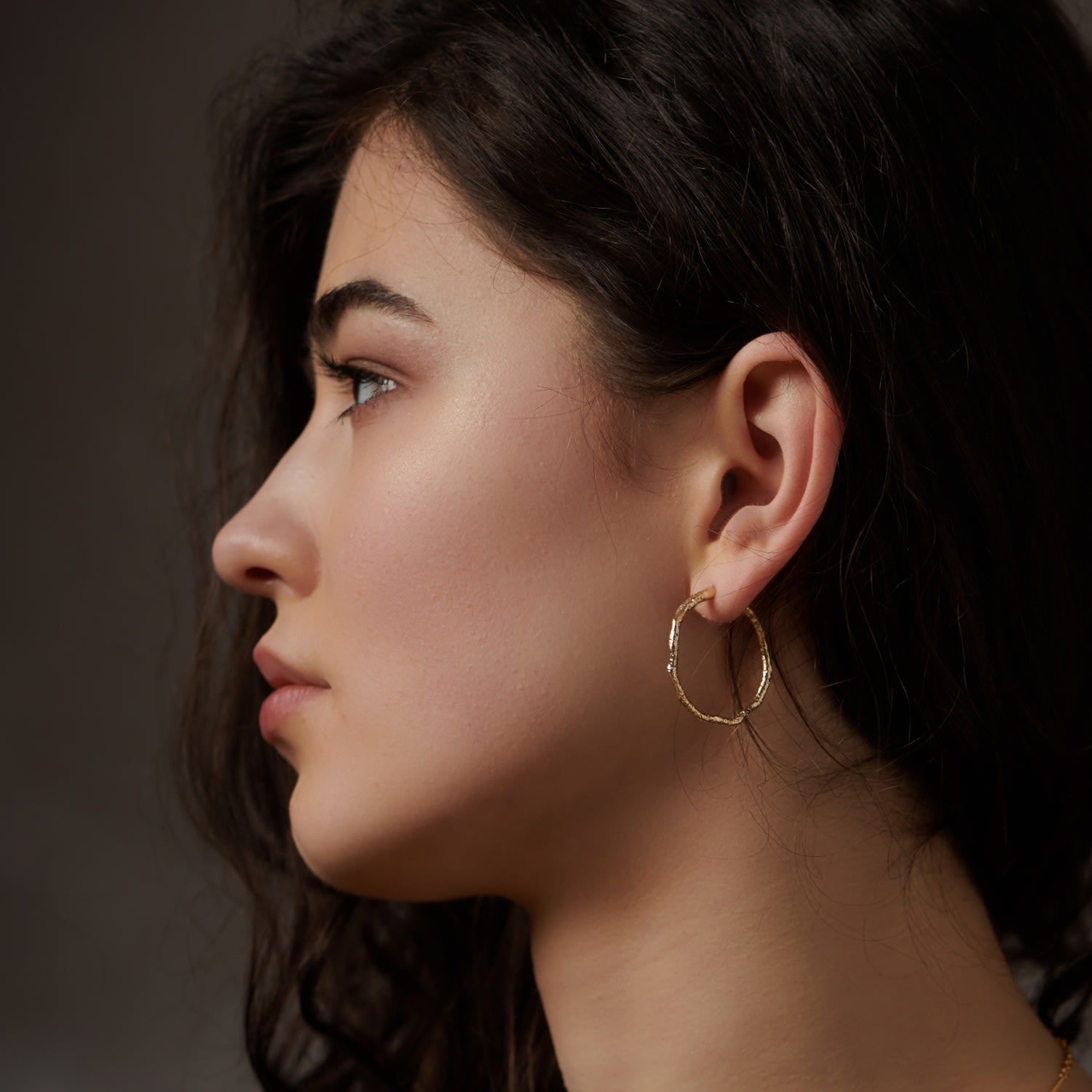 Cairn Gorm Gold Vermeil Sterling Silver Hoop Hammered Earrings