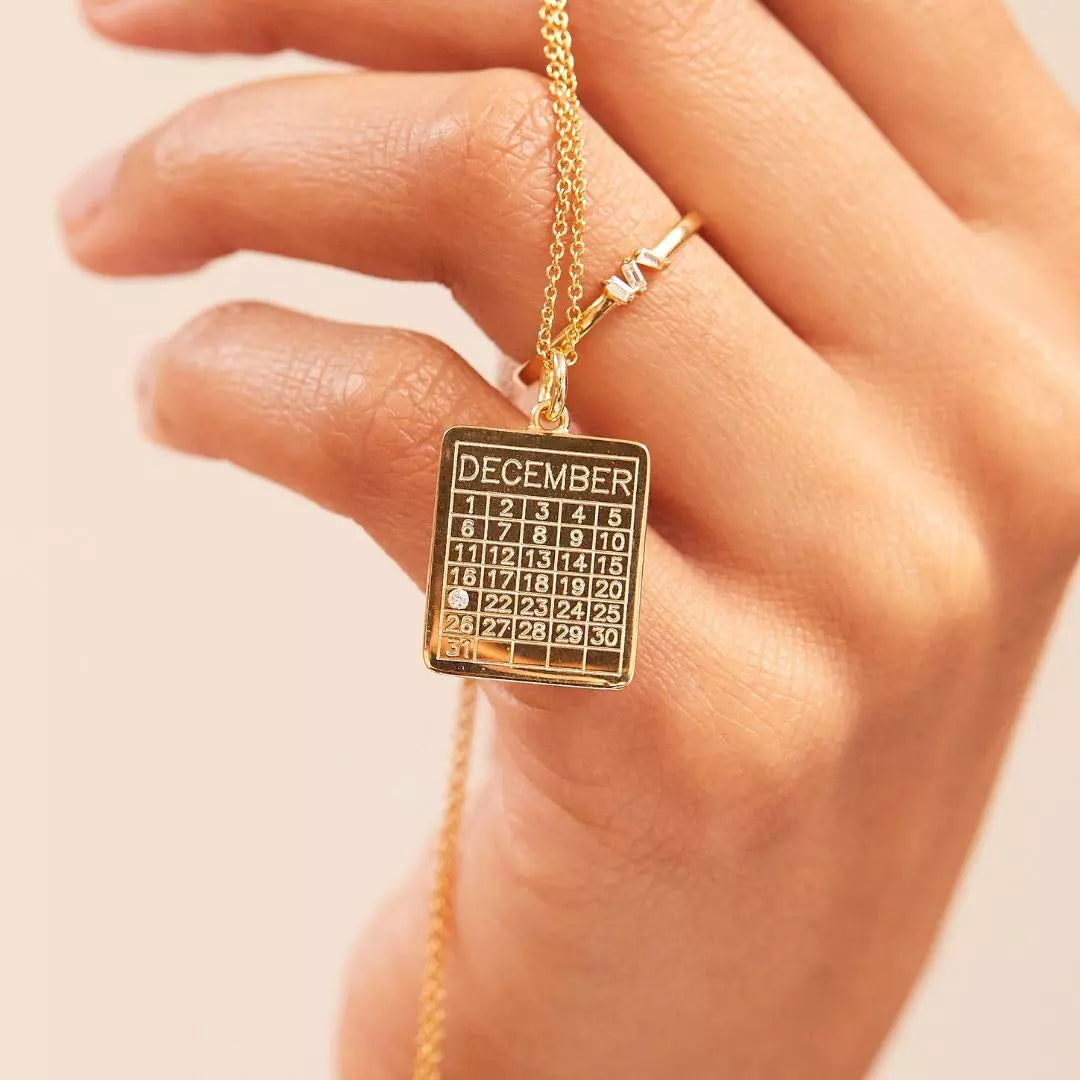 Gold Special Date Calendar Necklace
