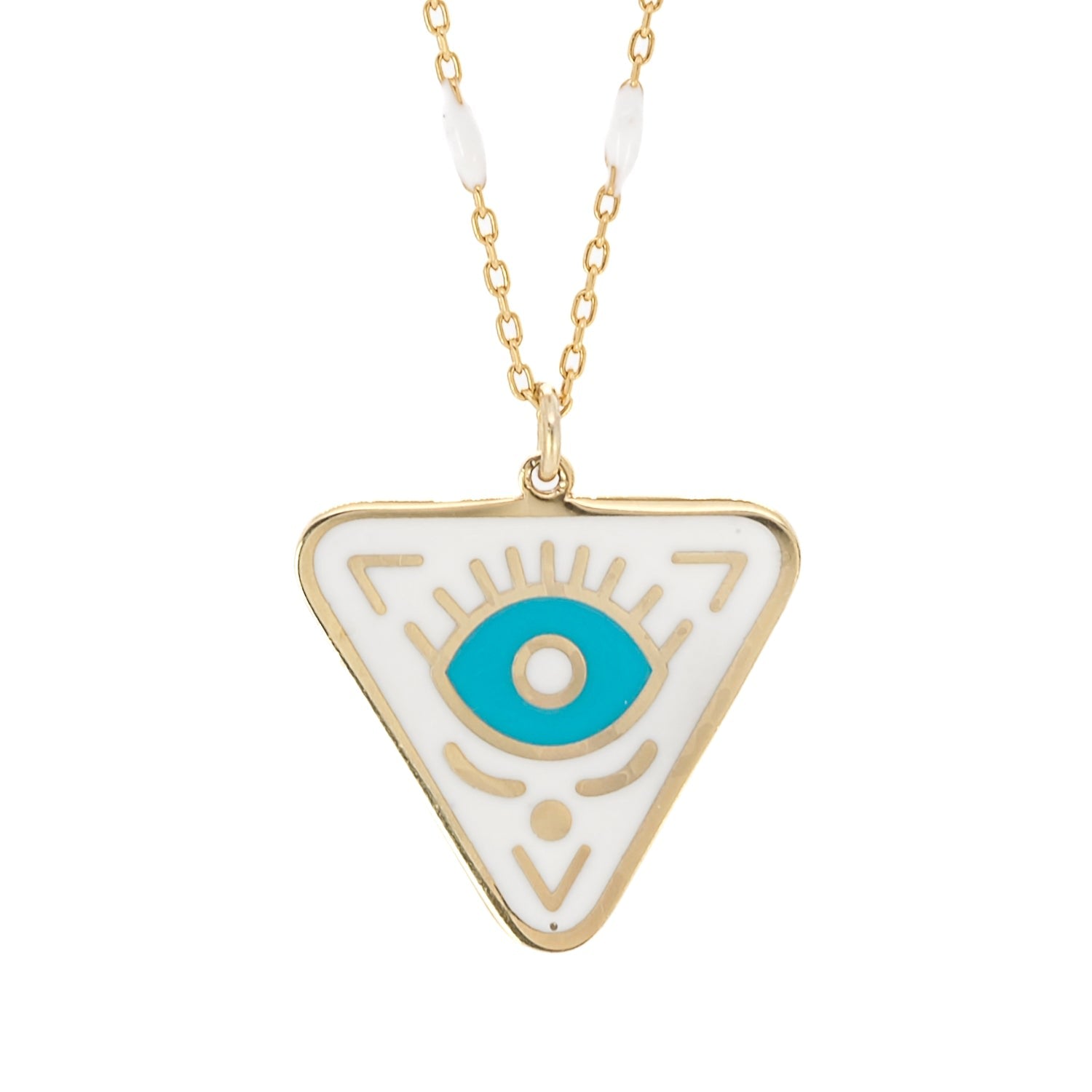 Gold Plated Turquoise Evil Eye Chakra Necklace - Gold