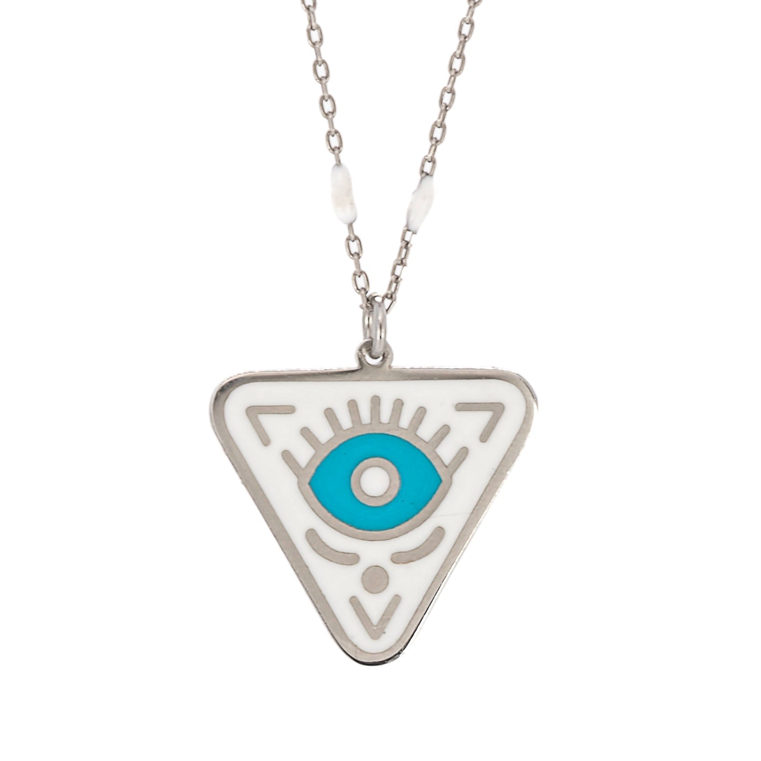 Sterling Silver Turquoise Evil Eye Chakra Necklace - Silver