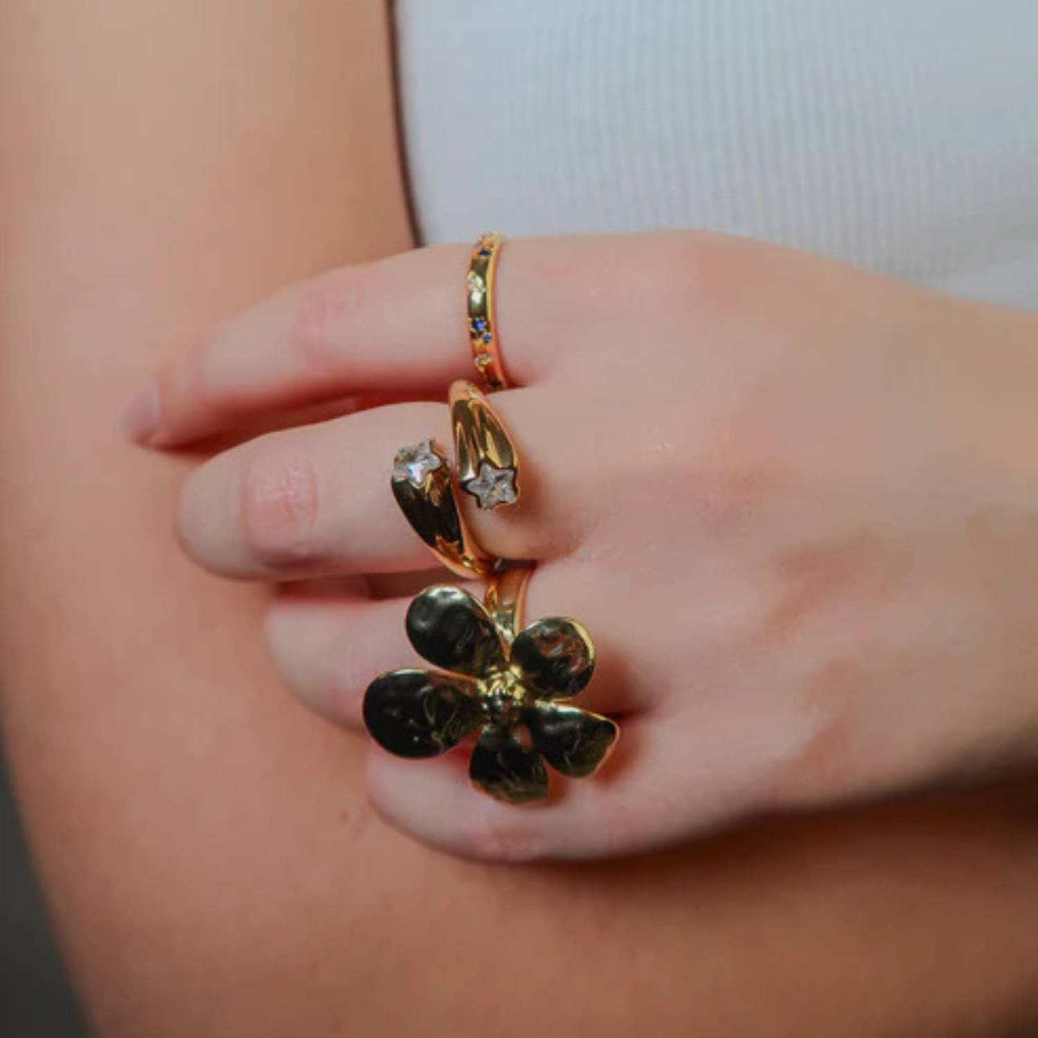 Camille's Flower Ring In Gold