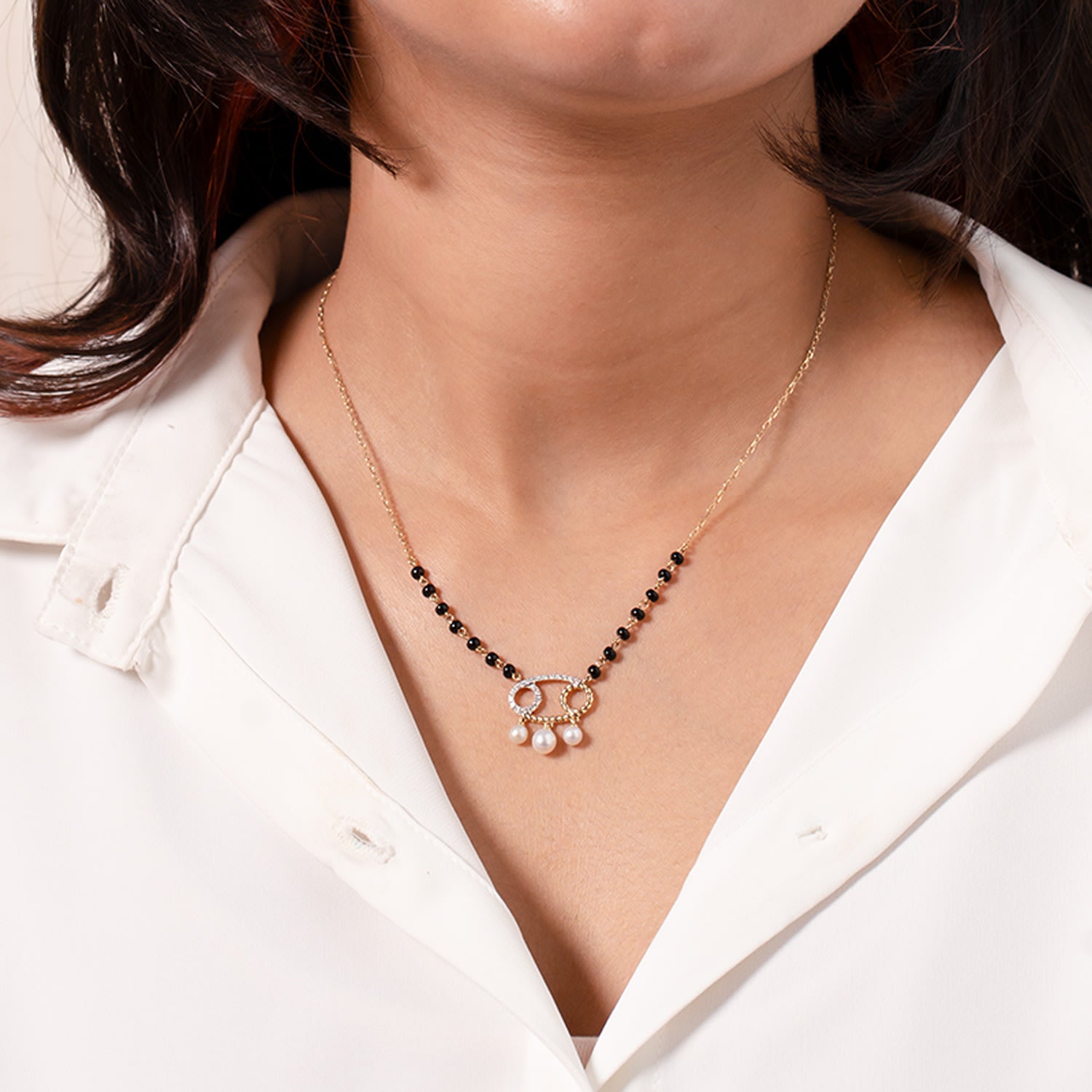 Cancer With Pearl Zodiac Mangalsutra