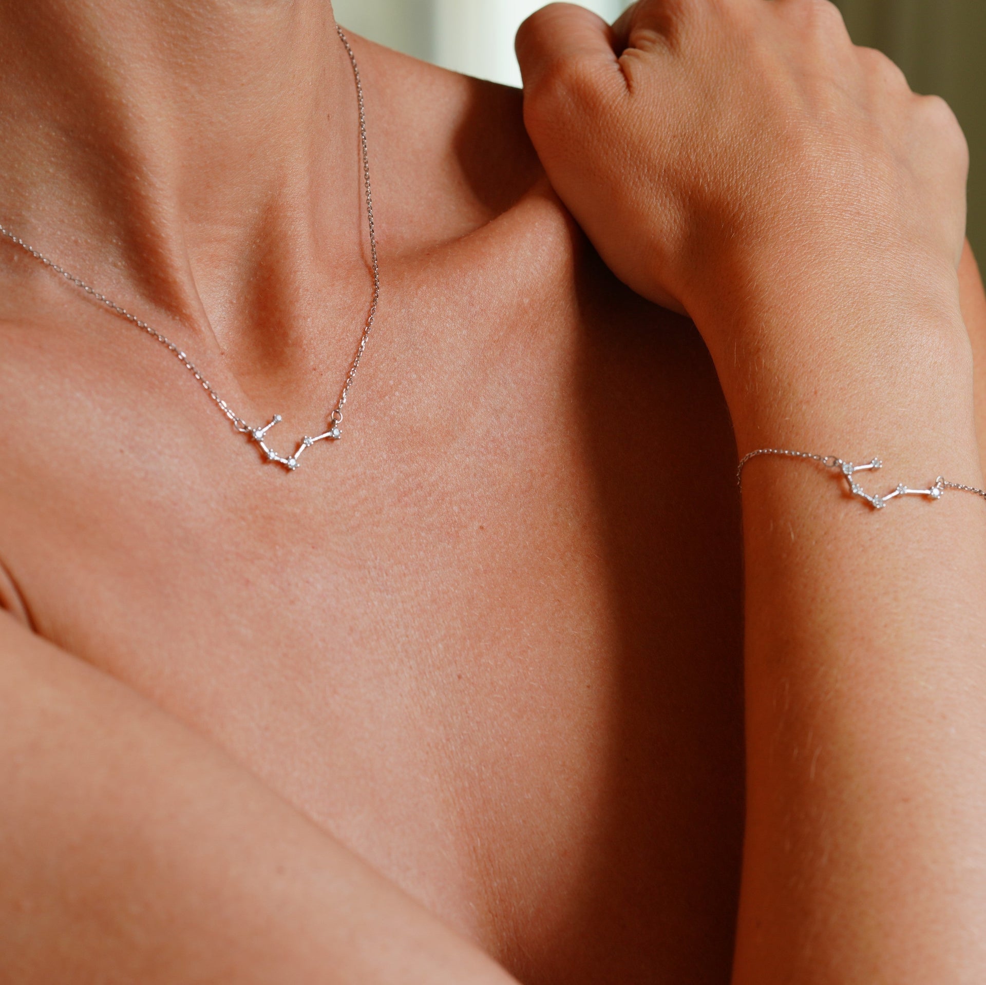 Cancer Zodiac Constellation Necklace In Silver