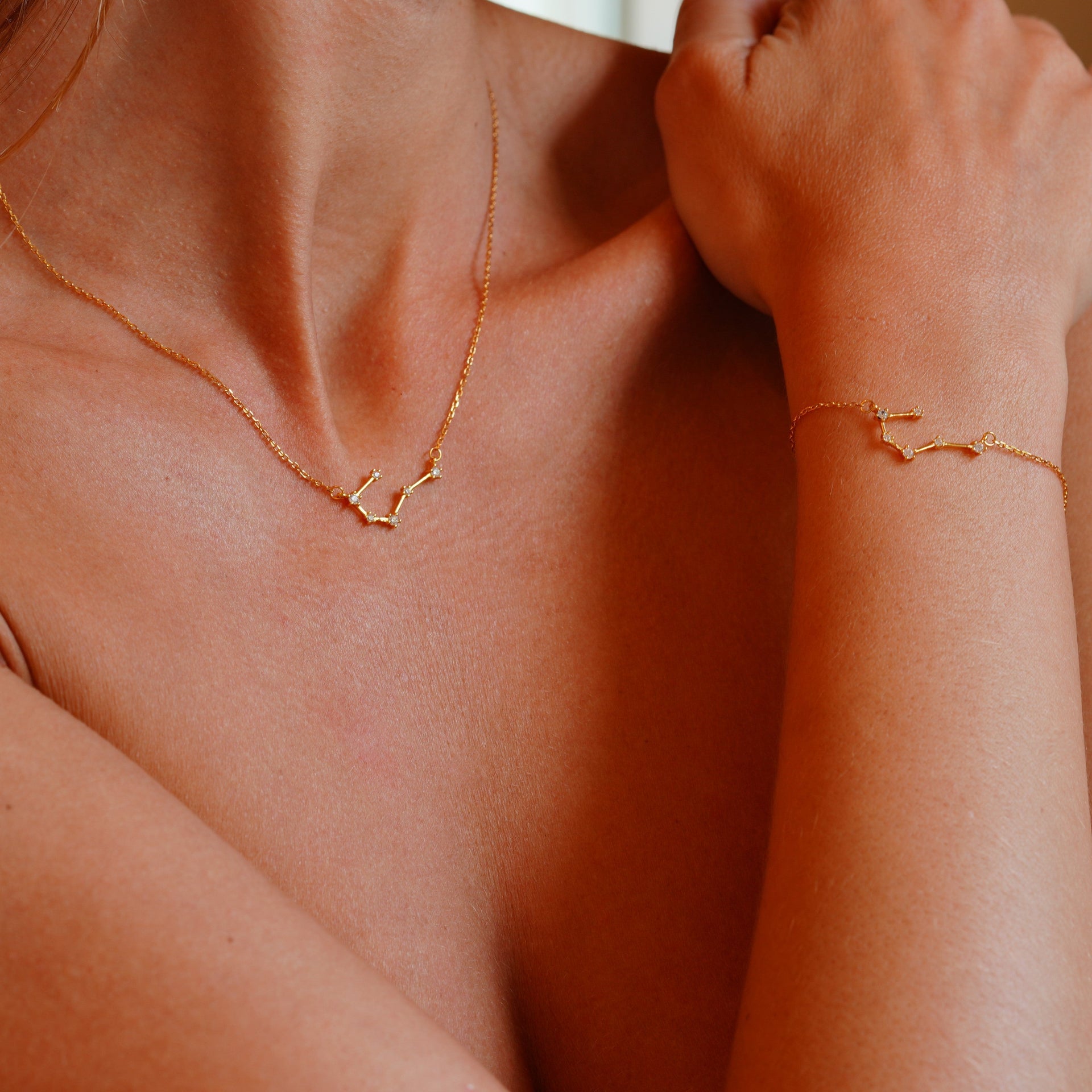 Cancer Zodiac Constellation Necklace In Gold