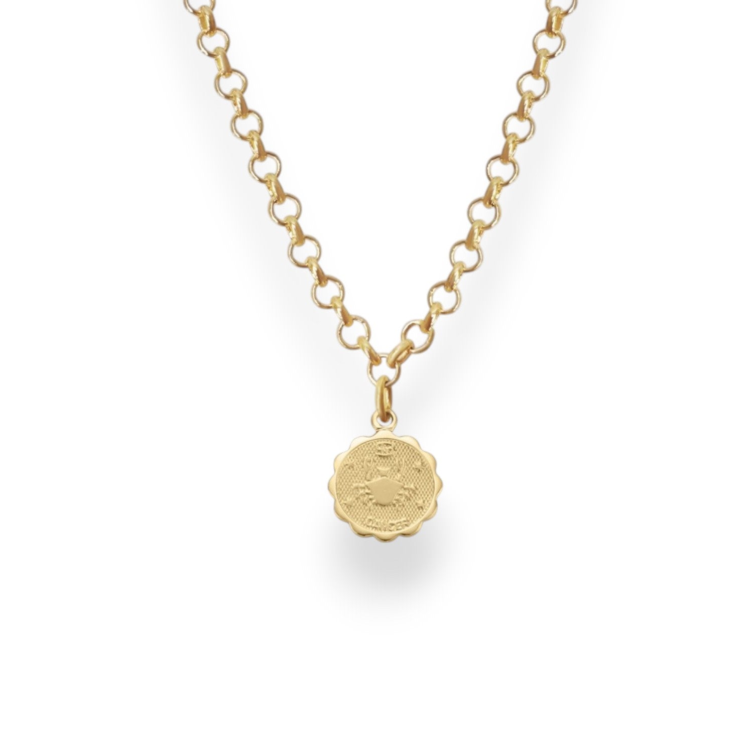 Cancer Zodiac Mini Medallion Chain Necklace