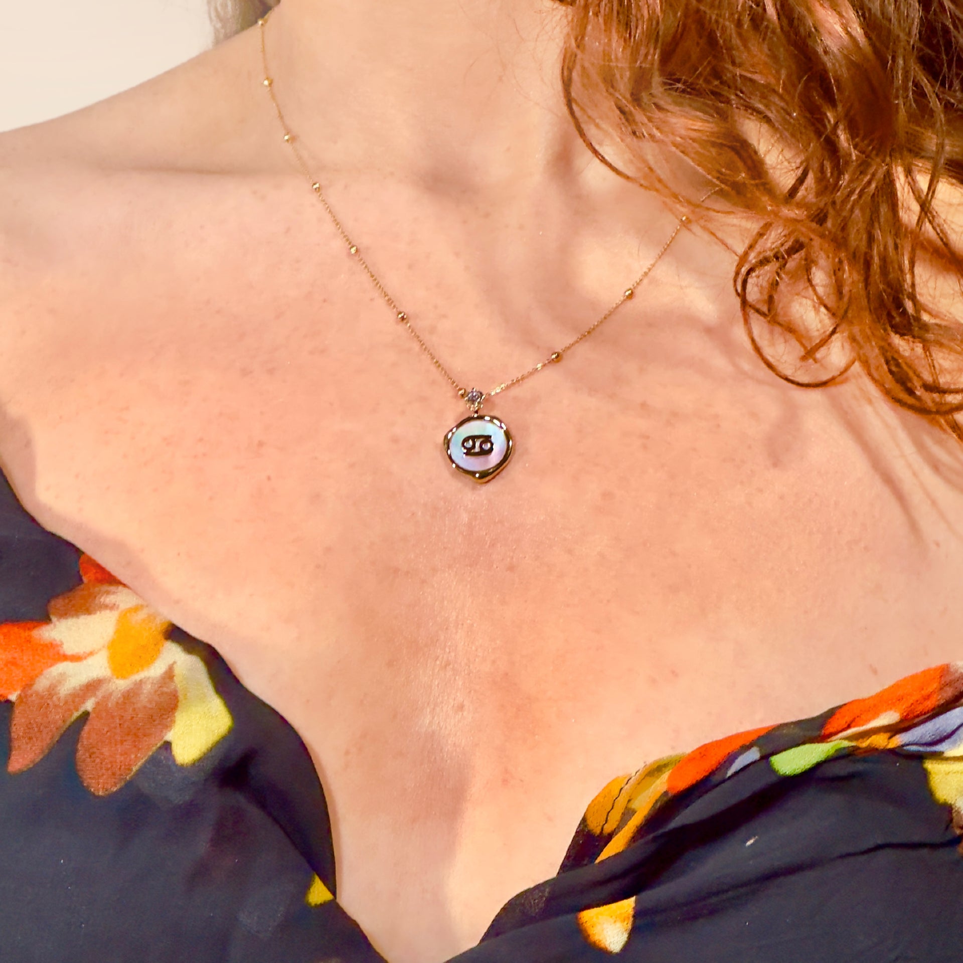 Cancer Zodiac Necklace - Lab Grown Diamond Necklace In Gold Vermeil