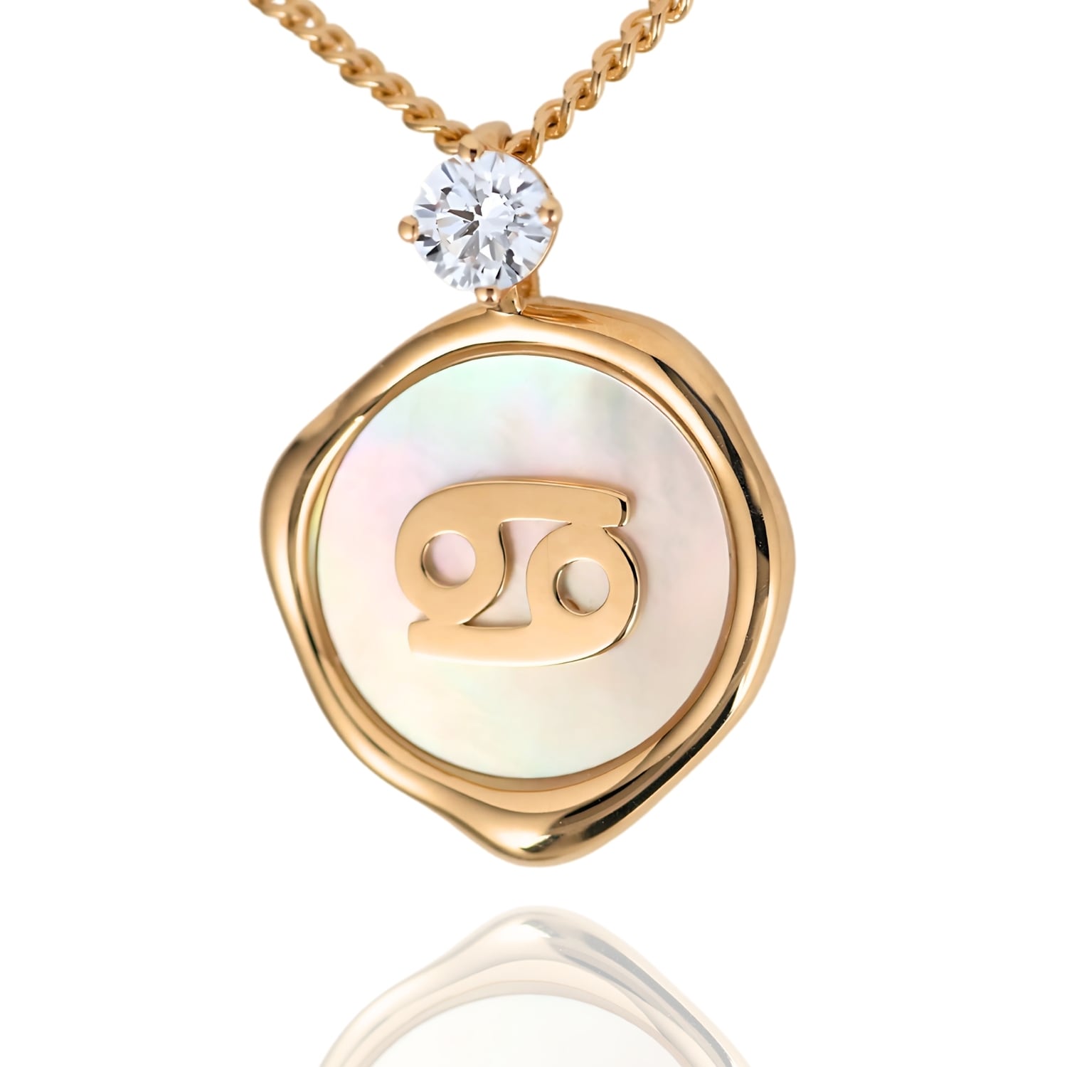 Cancer Zodiac Necklace - Lab Grown Diamond Necklace In Gold Vermeil