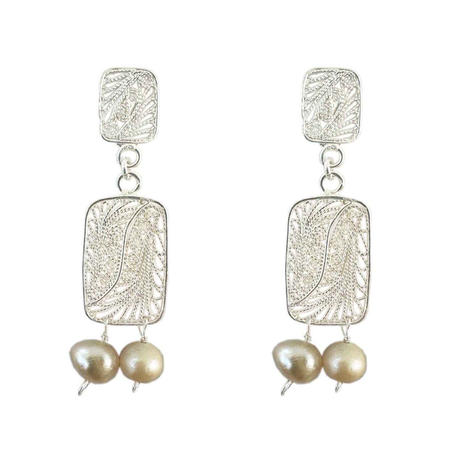 Candelita Two Pearl Silver Earrings