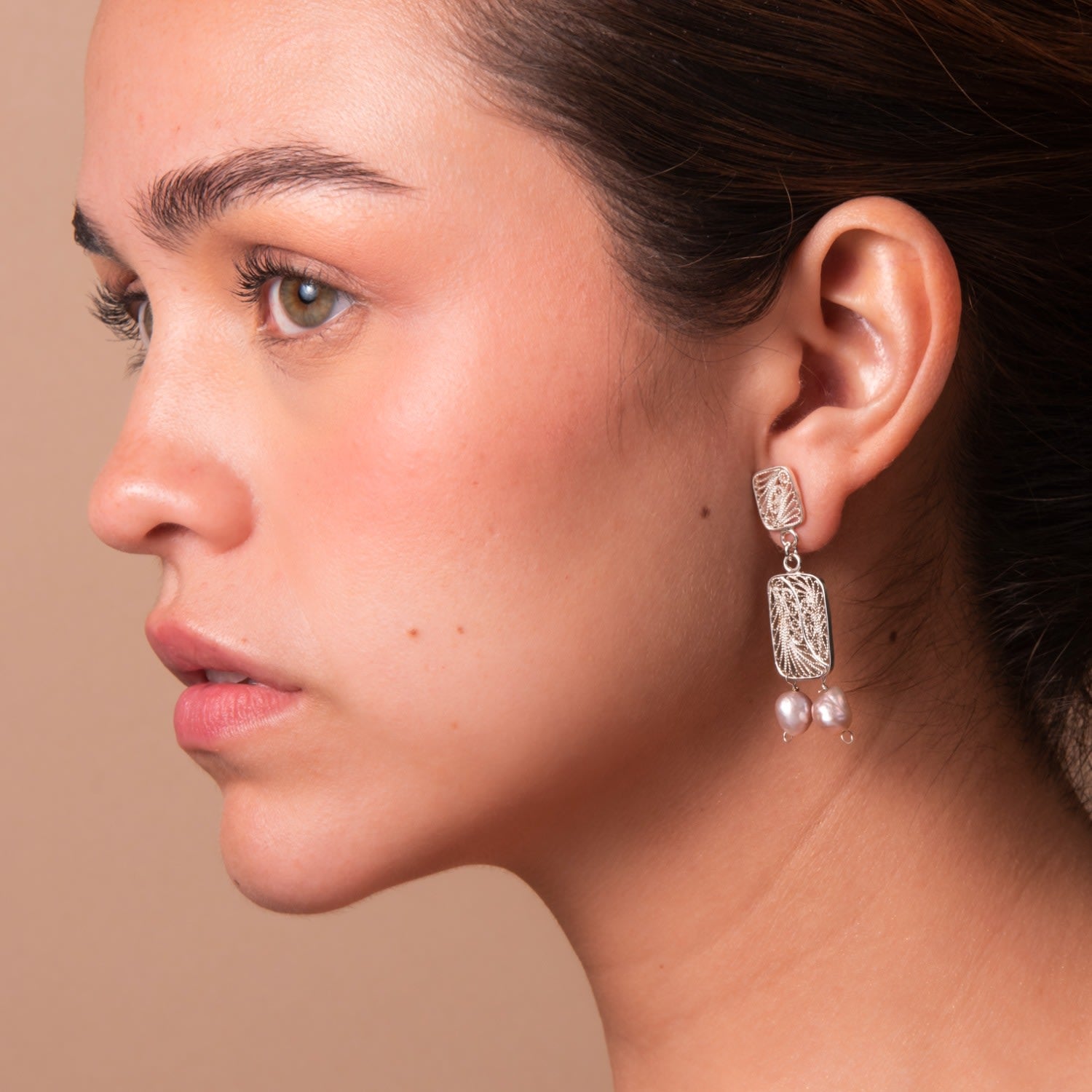 Candelita Two Pearl Silver Earrings