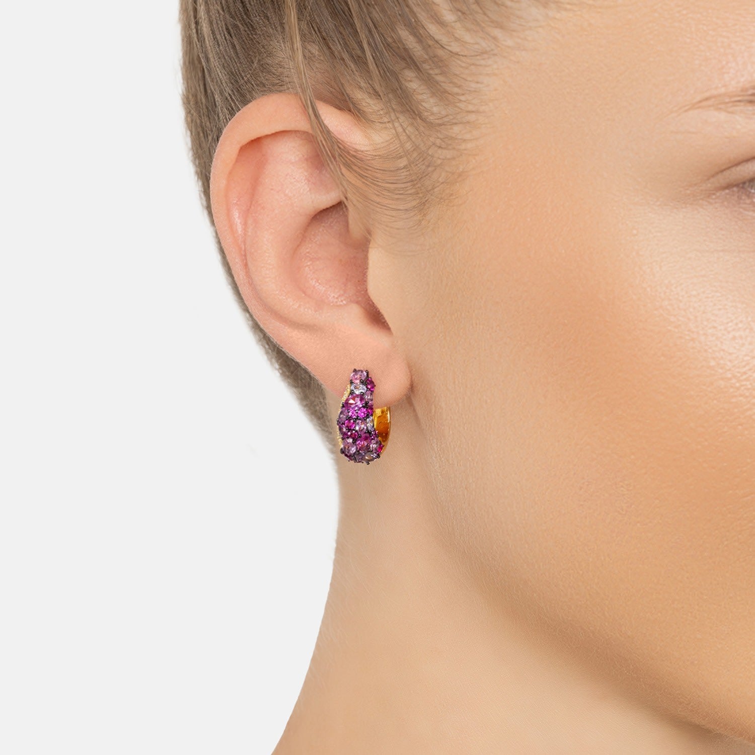 Candy Chunky Hoop Earrings Hot Pink Gold