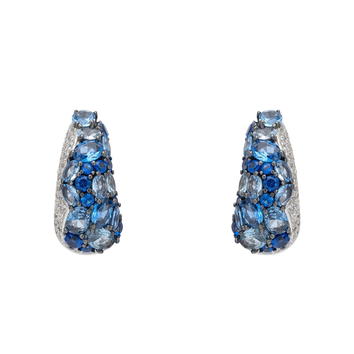 Candy Chunky Hoop Earrings Ice Blue Silver