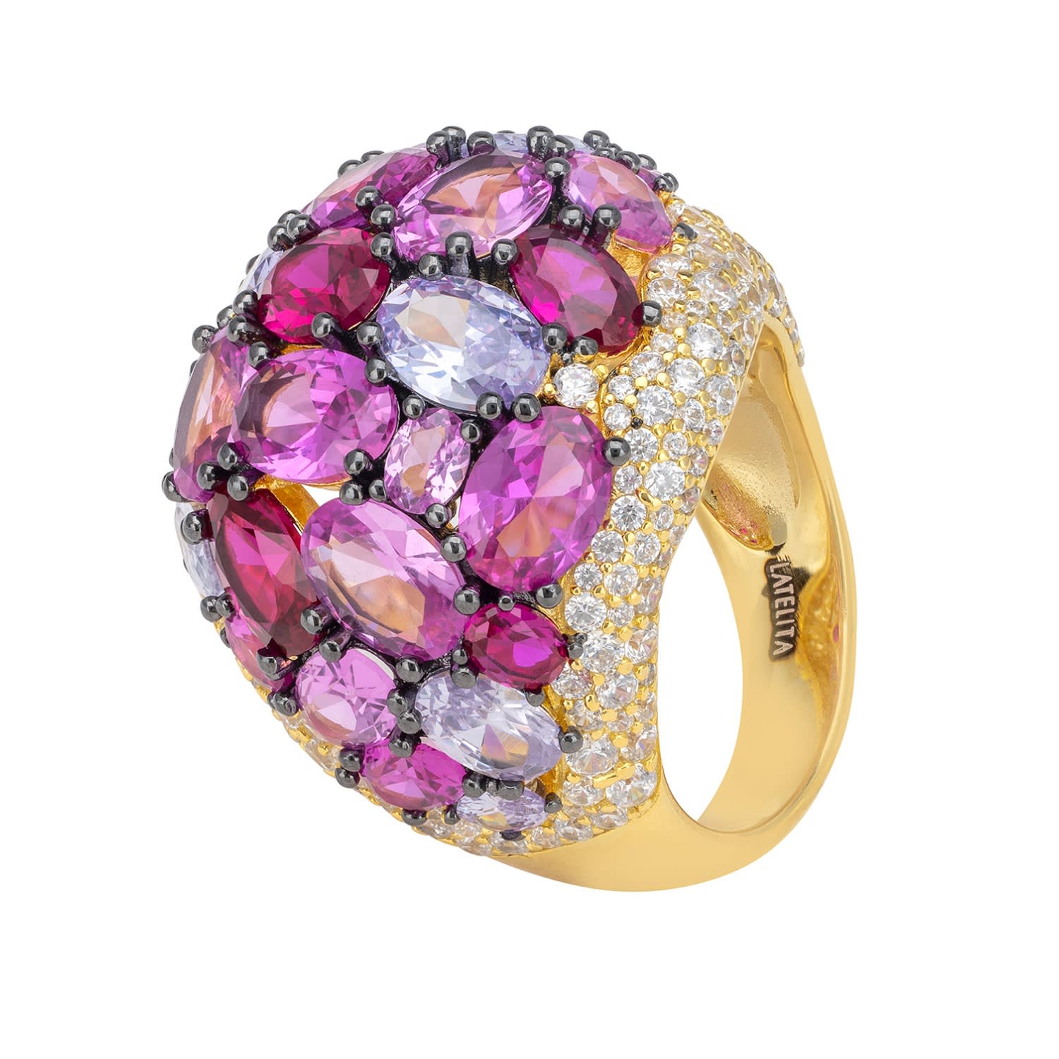 Candy Cocktail Ring Hot Pink Gold