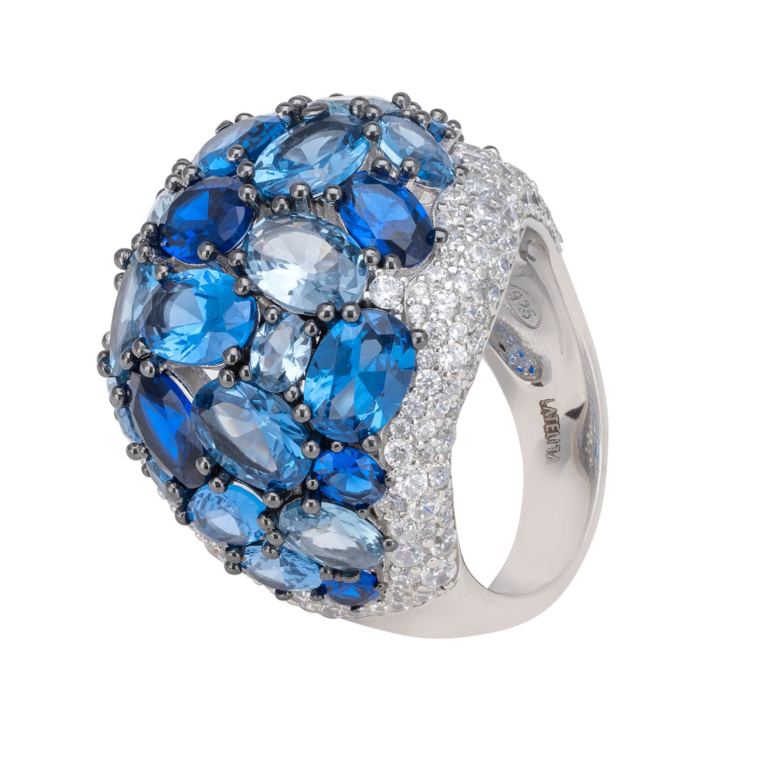Candy Cocktail Ring Ice Blue Silver