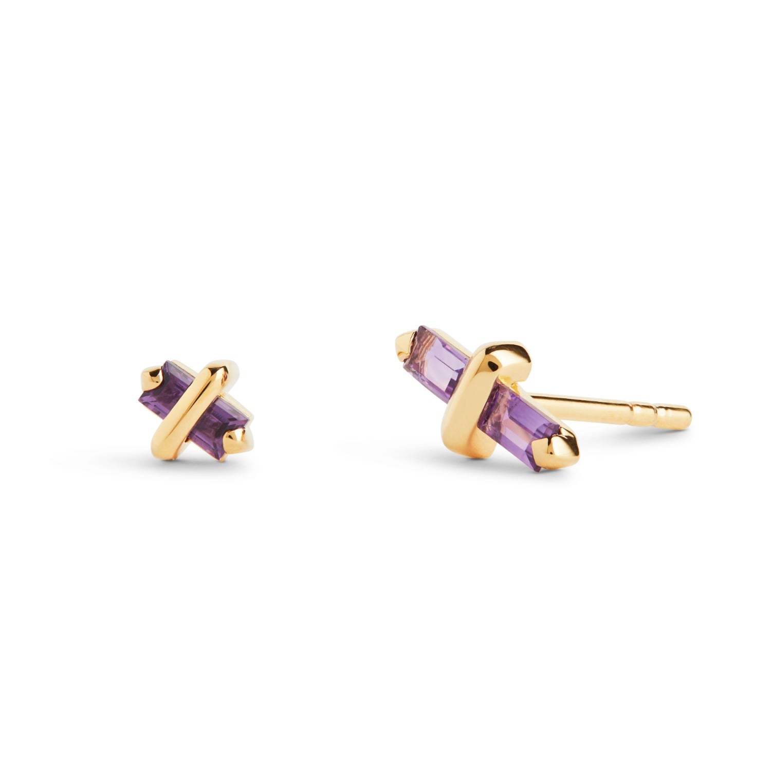 Candy Kiss Earrings - February - Amethyst - Gold Vermeil