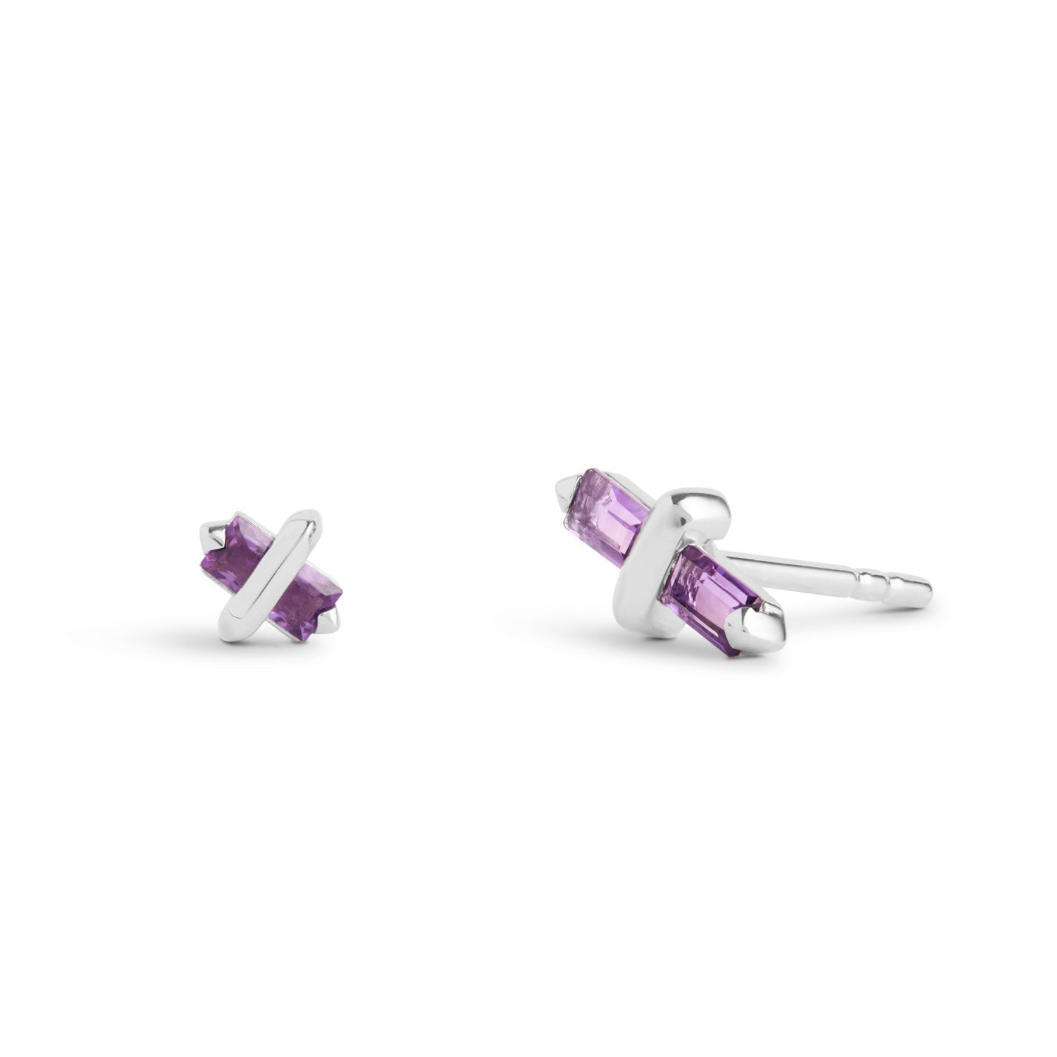 Candy Kiss Earrings - February - Amethyst - Silver