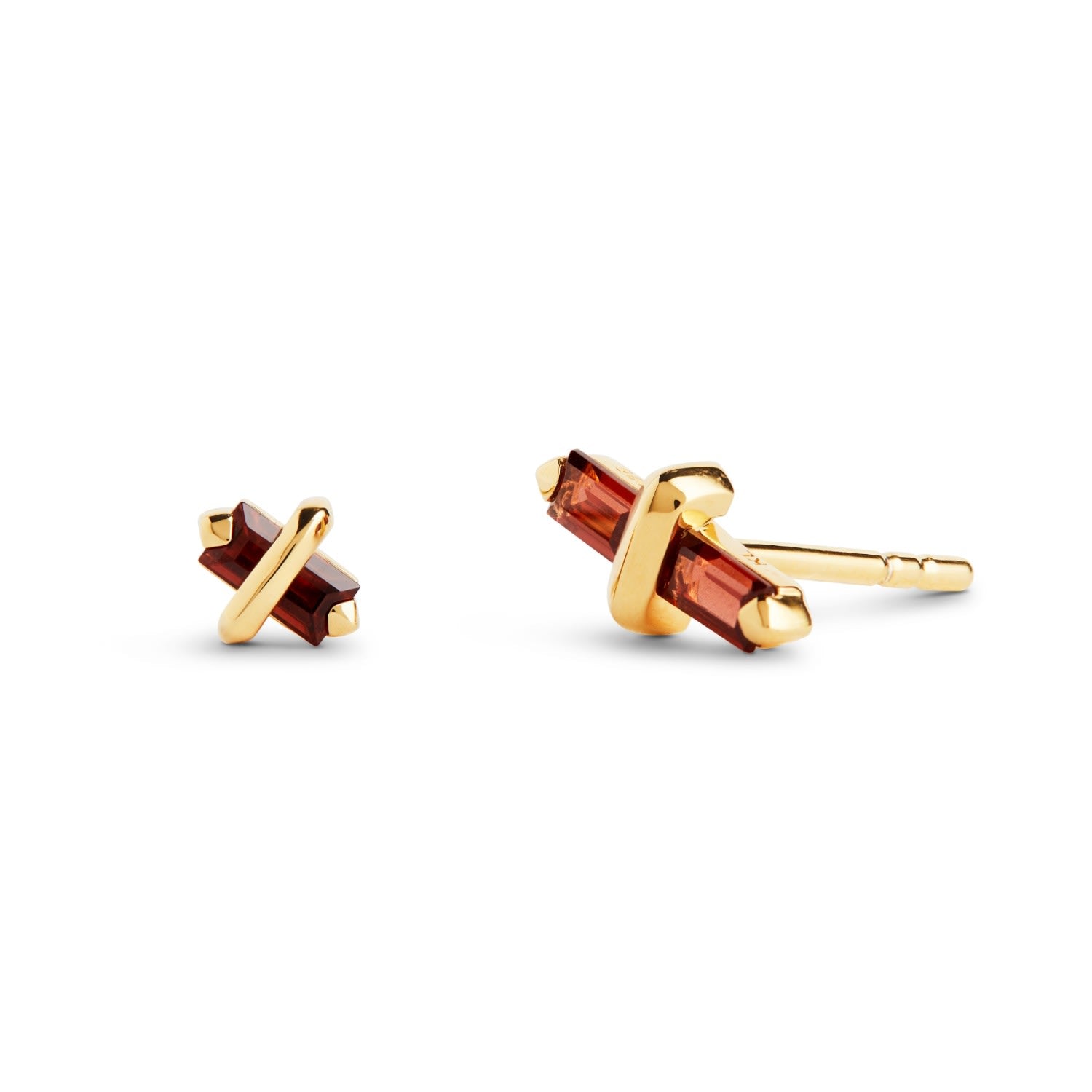 Candy Kiss Earrings - January - Garnet - Gold Vermeil