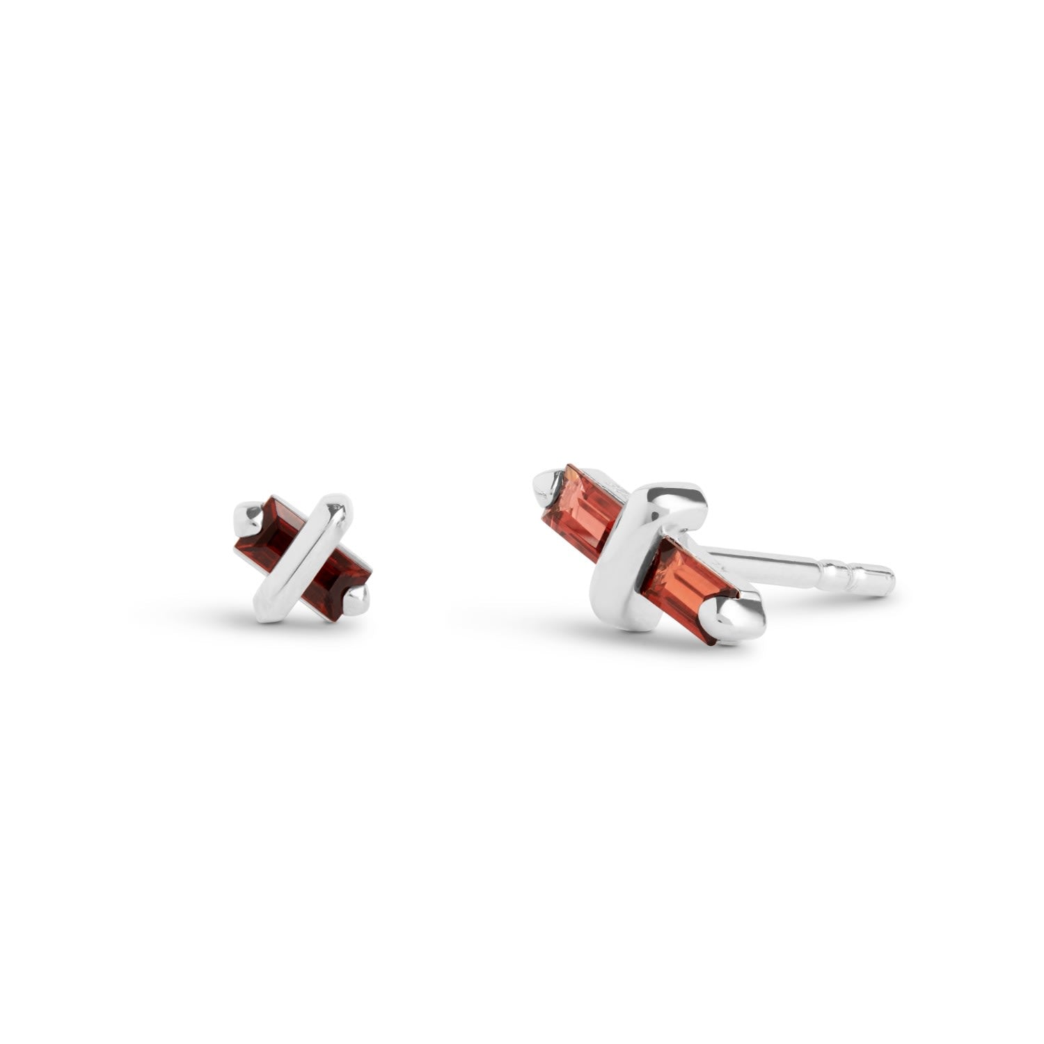 Candy Kiss Earrings - January - Garnet - Silver