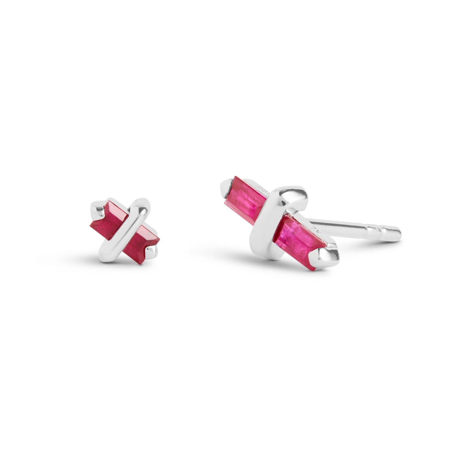 Candy Kiss Earrings - July - Ruby - Silver