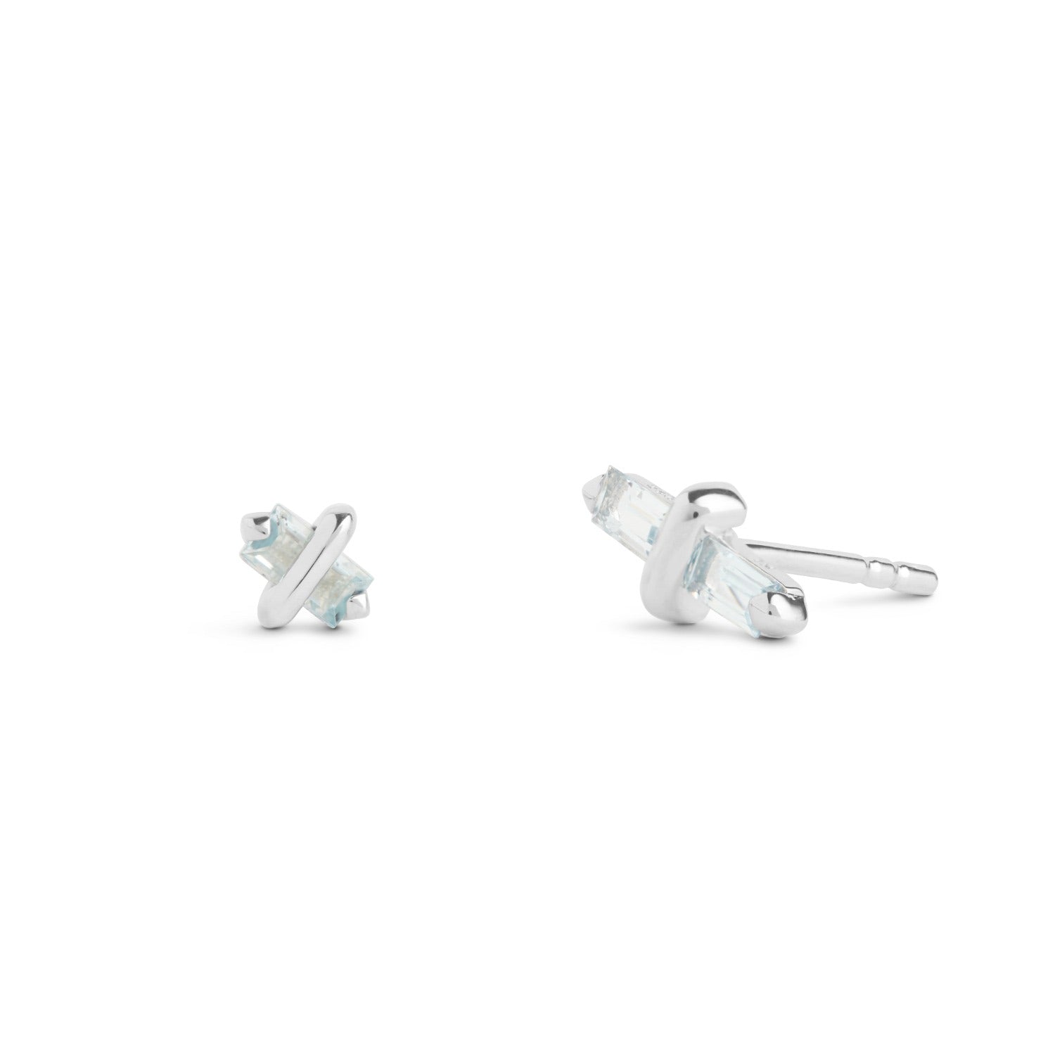 Candy Kiss Earrings - March - Aquamarine - Silver