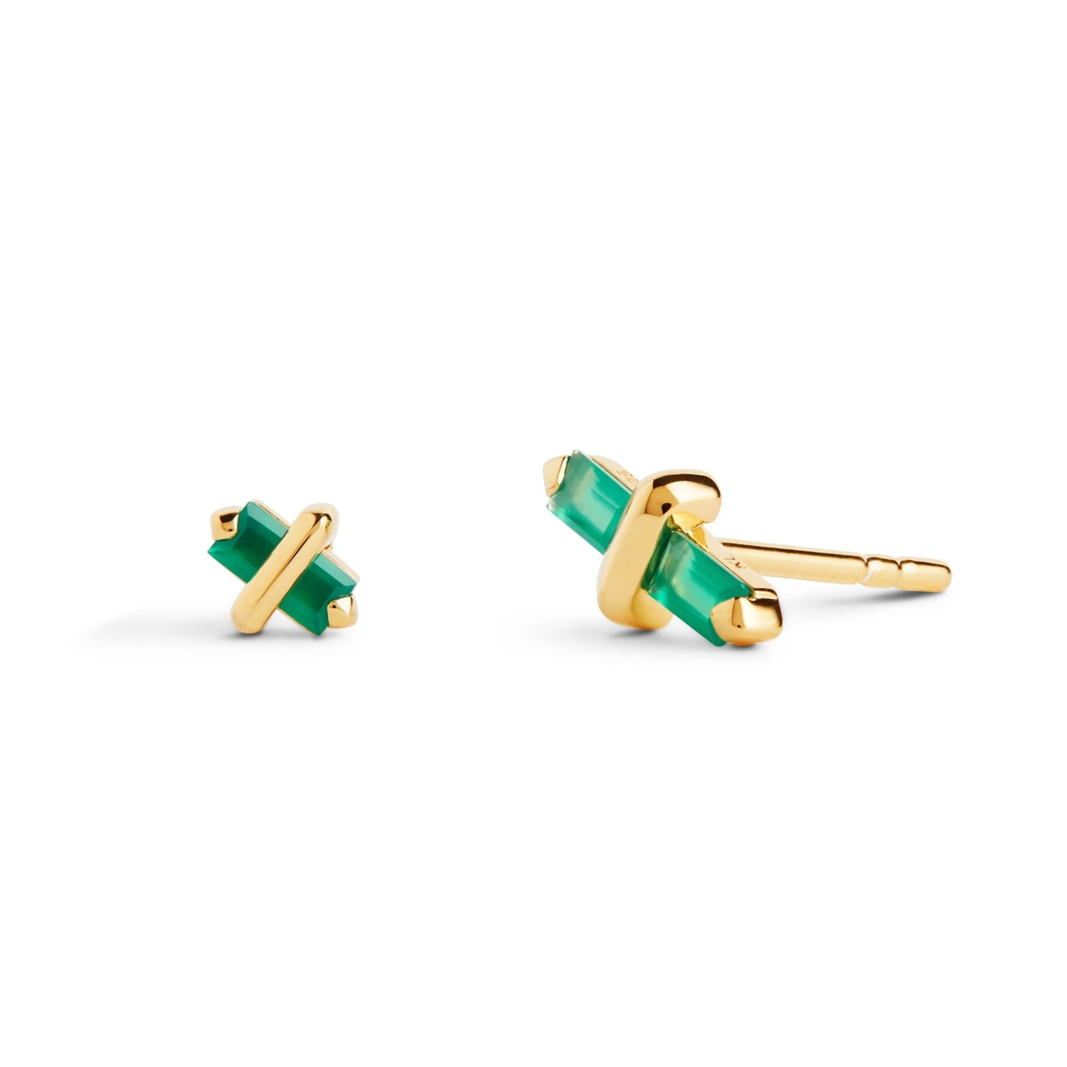 Candy Kiss Earrings - May - Green Agate - Gold Vermeil