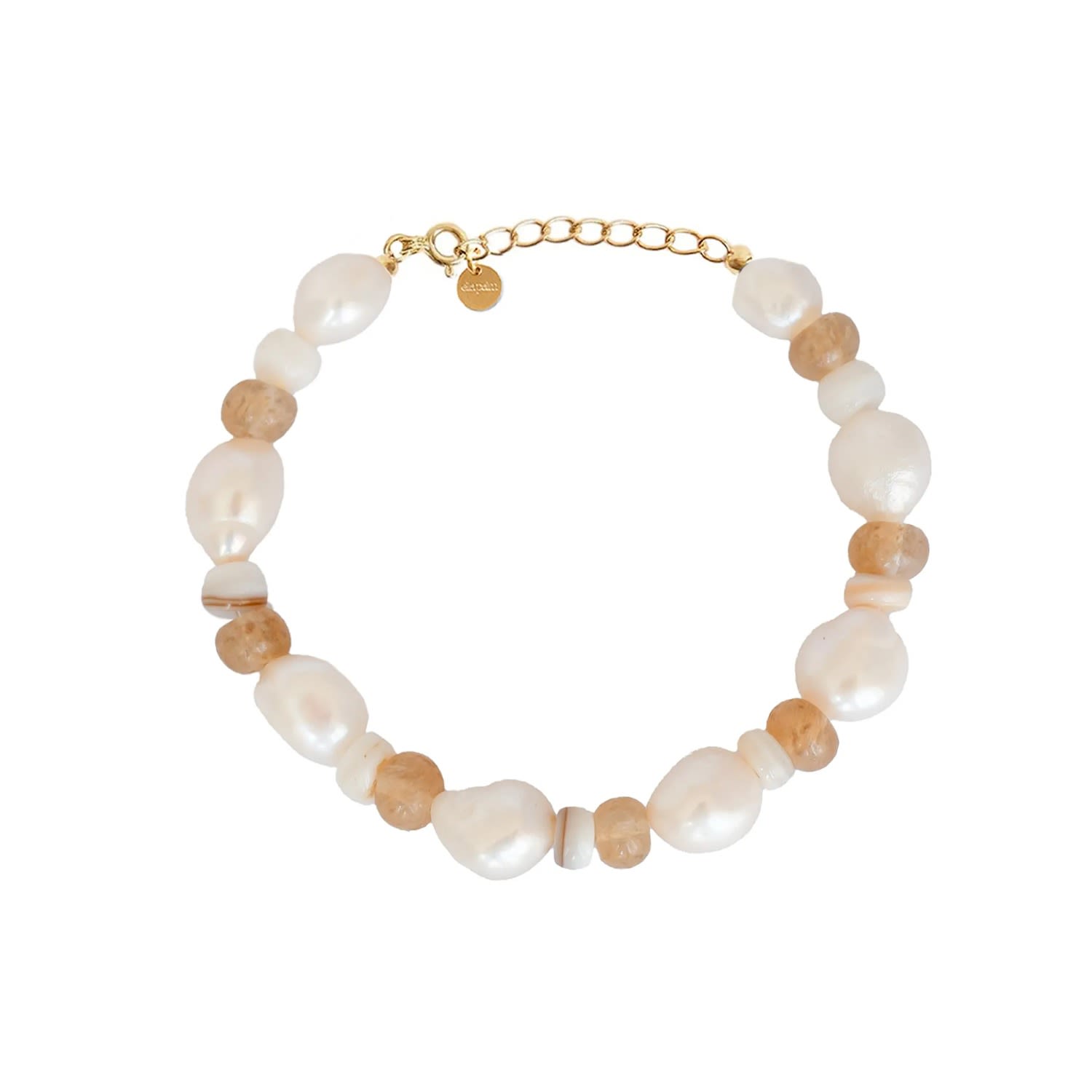 Capri Citrine & Pearl Gemstone Beaded Gold Bracelet