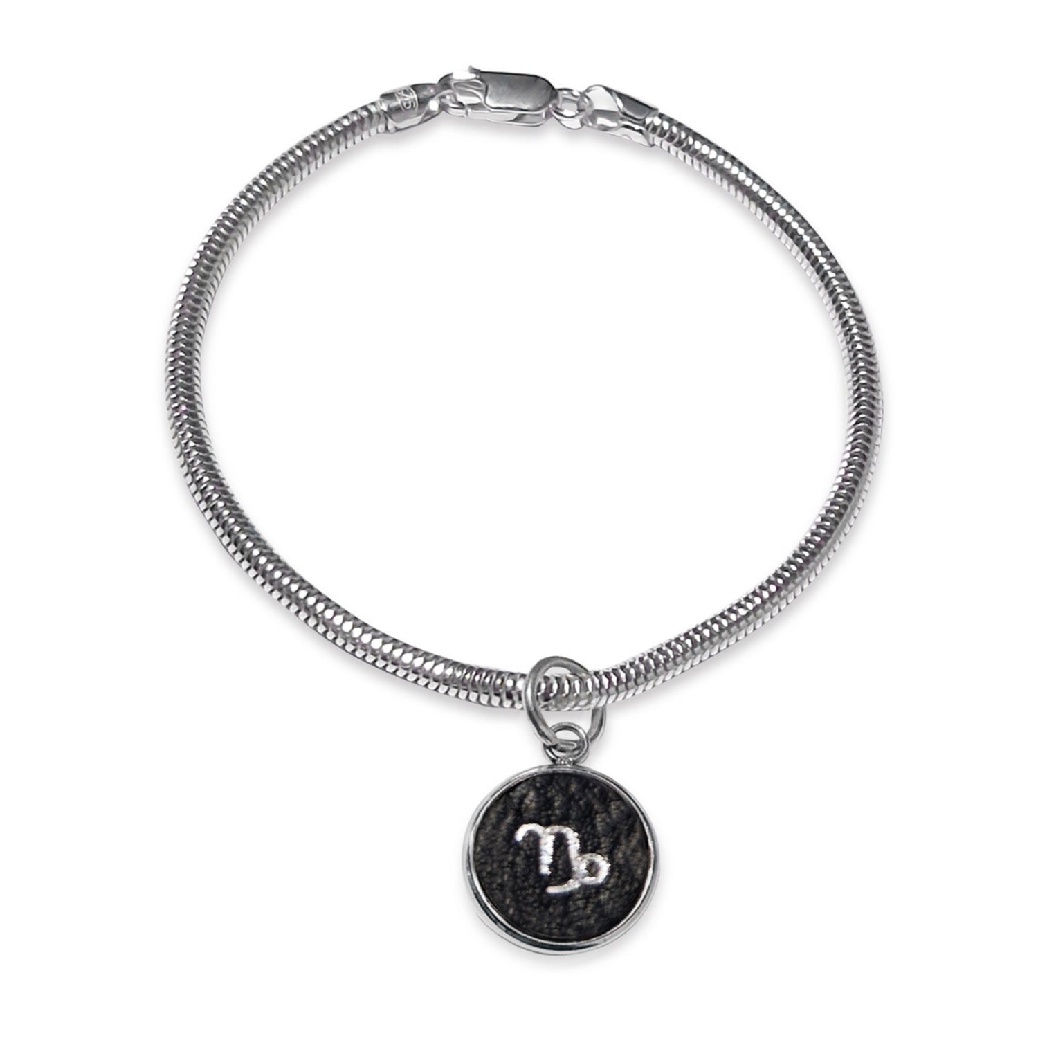 Capricorn Zodiac Astrolab Leather & Sterling Silver Bracelet