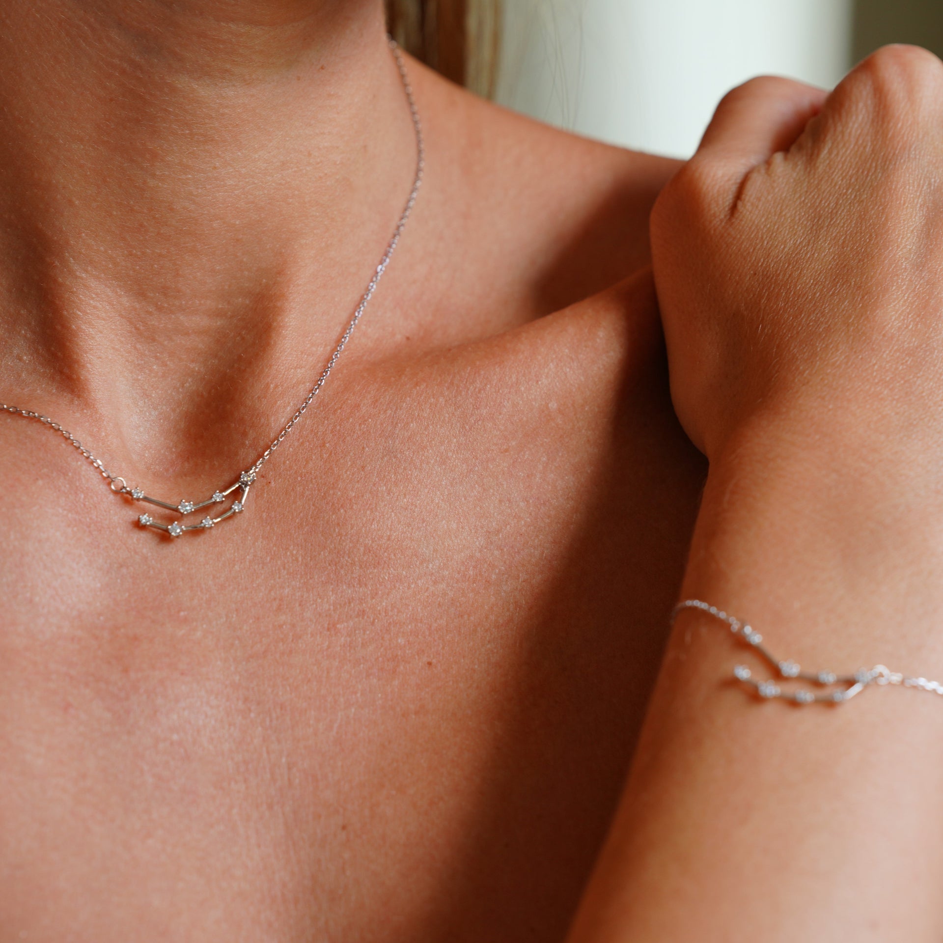 Capricorn Zodiac Constellation Necklace In Silver