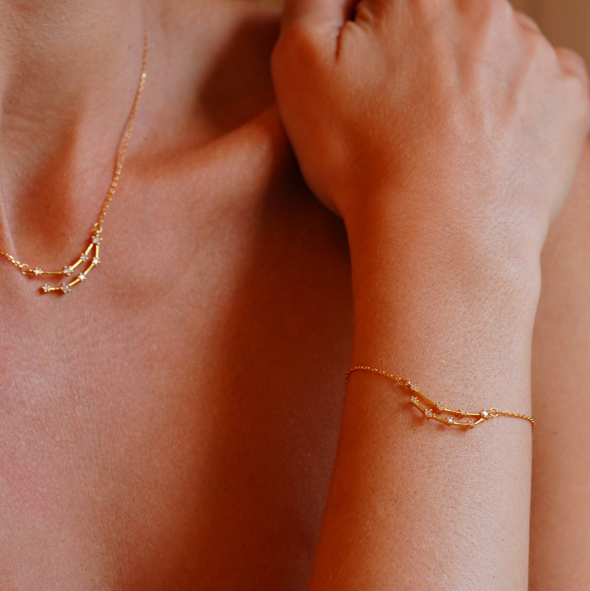 Capricorn Zodiac Constellation Necklace In Gold