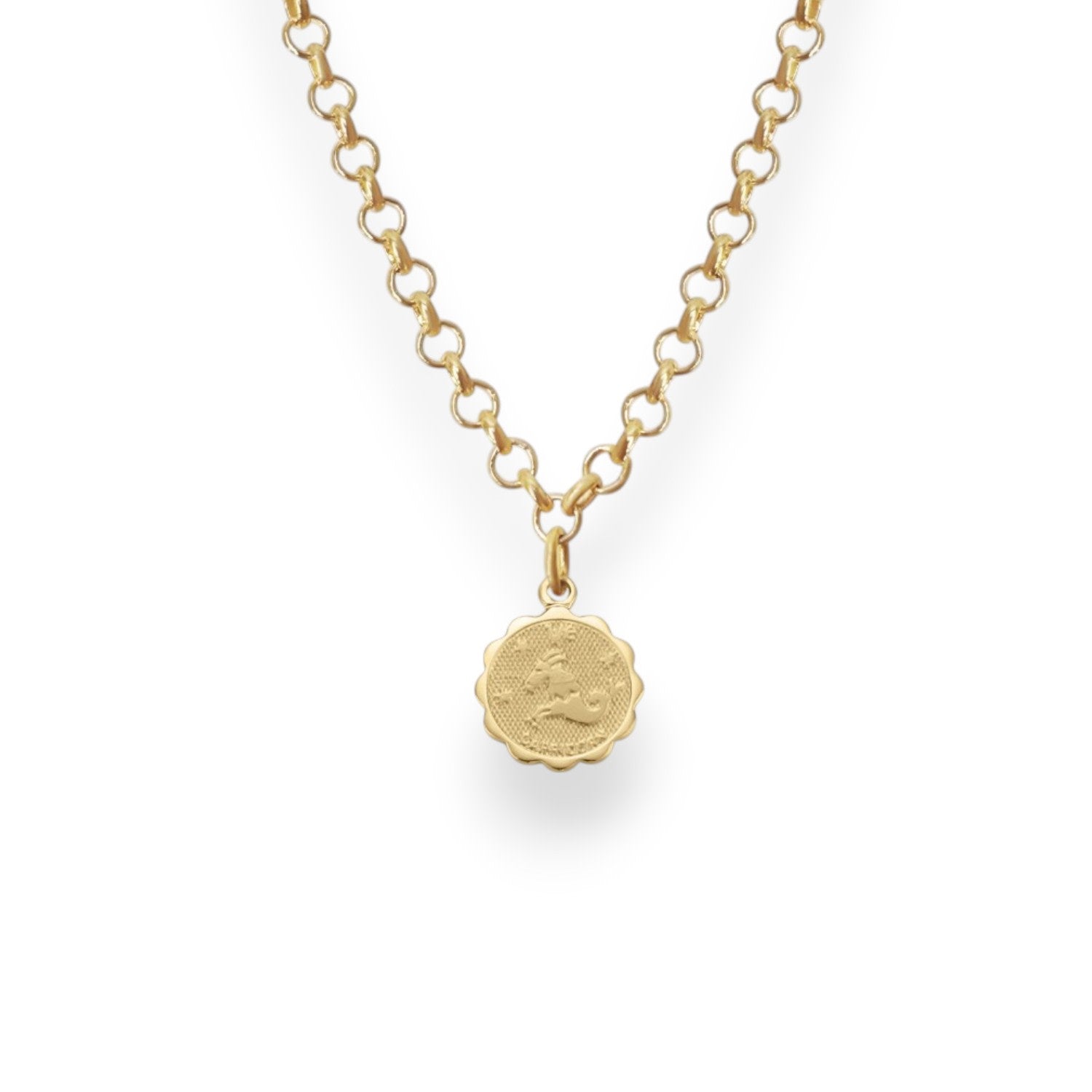 Capricorn Zodiac Mini Medallion Chain Necklace