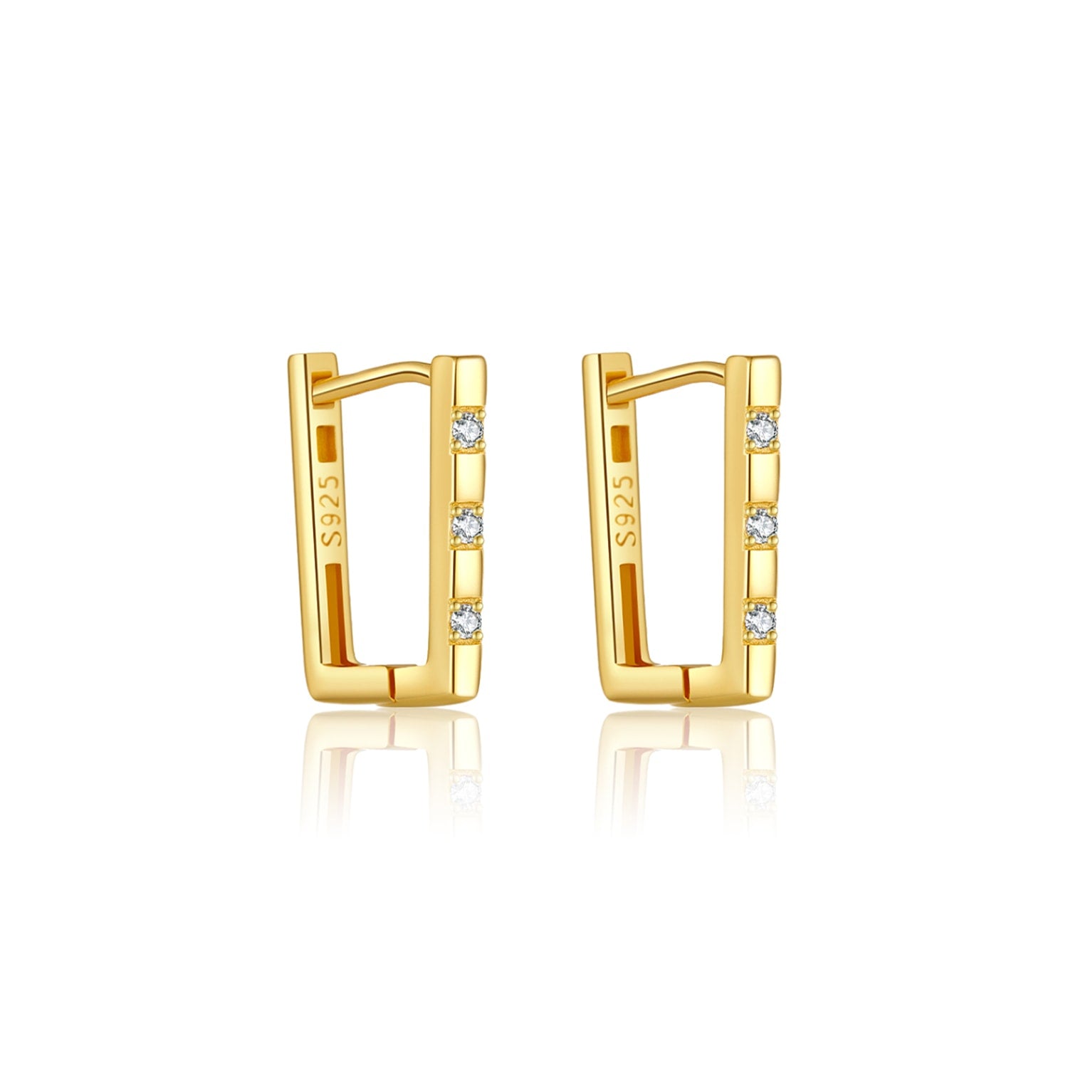 Captivating Gold Plated Sterling Silver Zircon Earrings