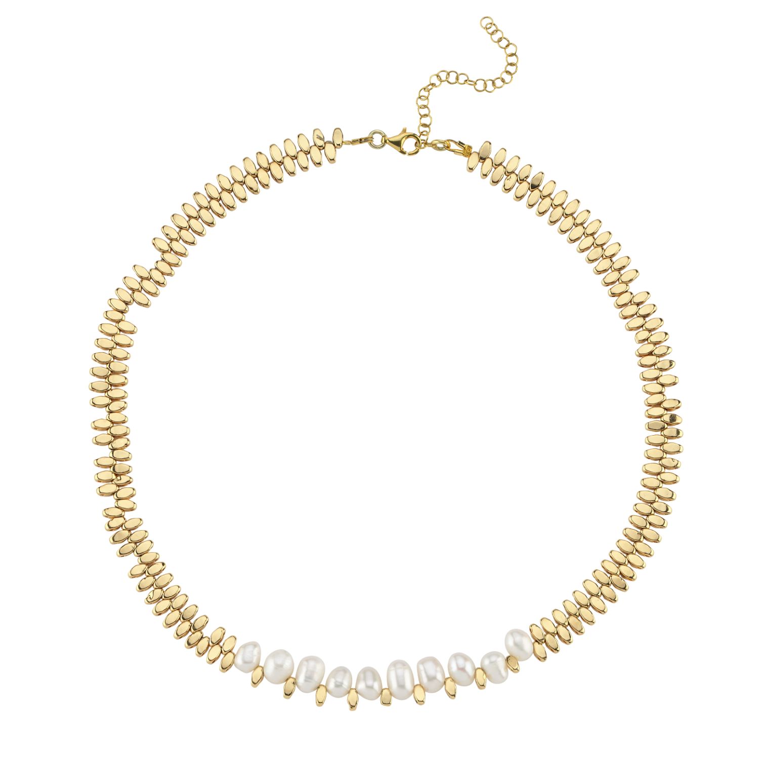 Caria Oval Pearl Hematite Stone Necklace