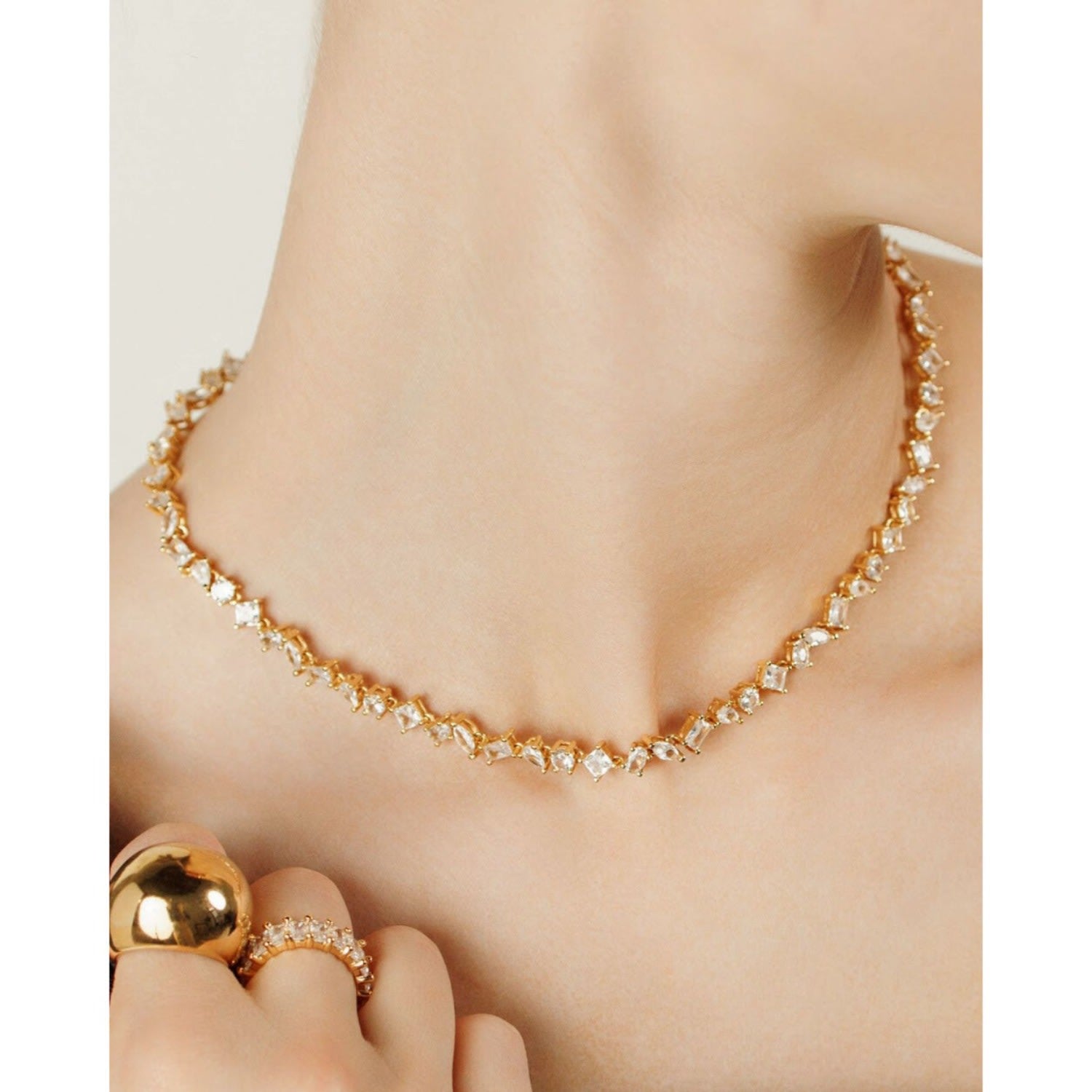 Carina Multiple Cut Zirconia Stone Necklace