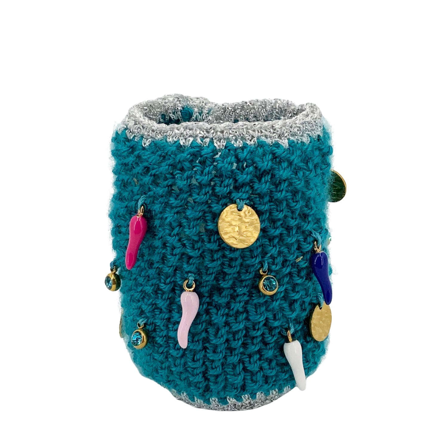 Carmen Bracelet With Charms | Hand Knitted | Green