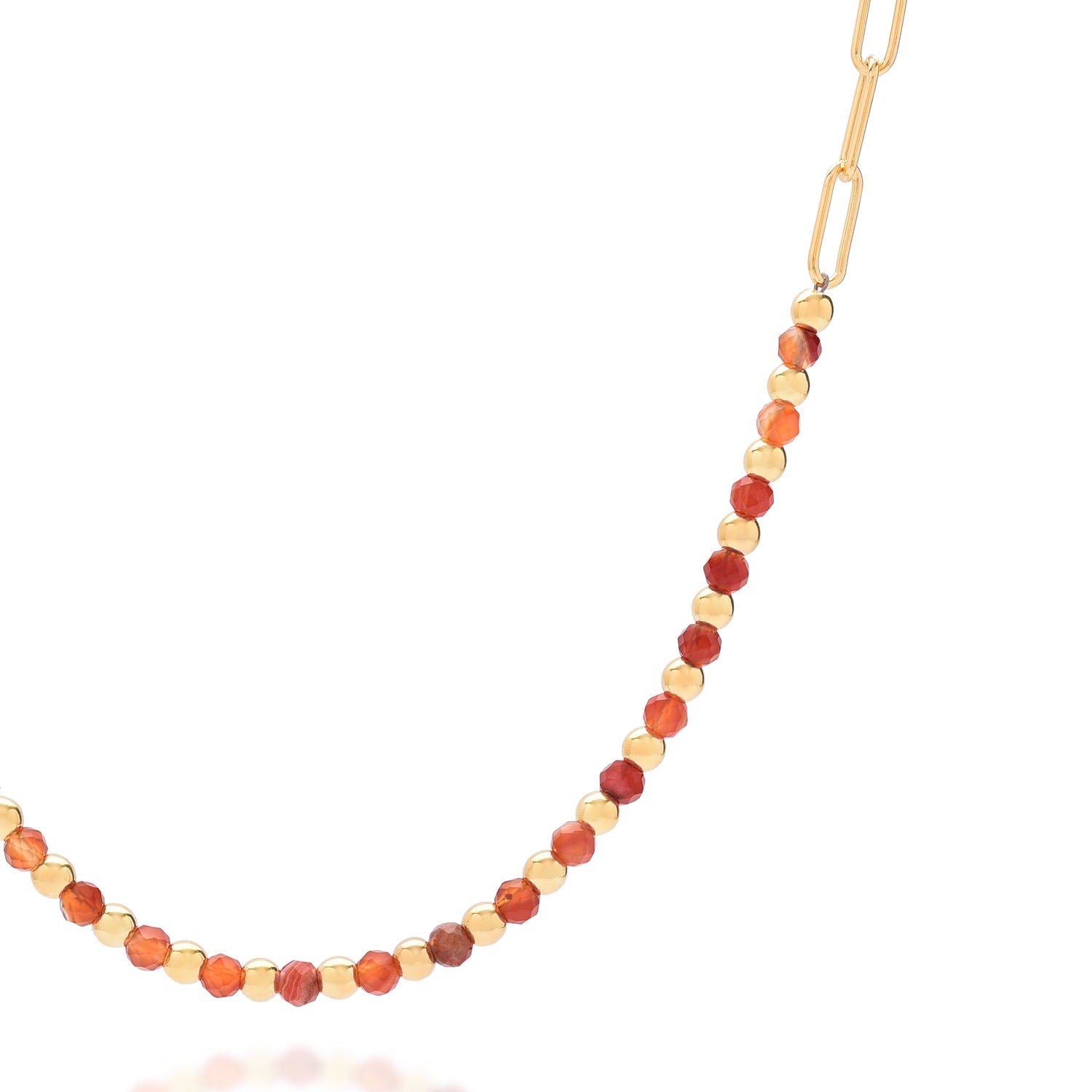 Carnelian Gem Shine Necklace Gold Plated Sterling Silver