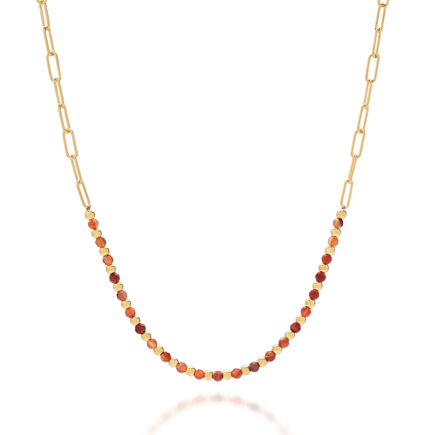 Carnelian Gem Shine Necklace Gold Plated Sterling Silver