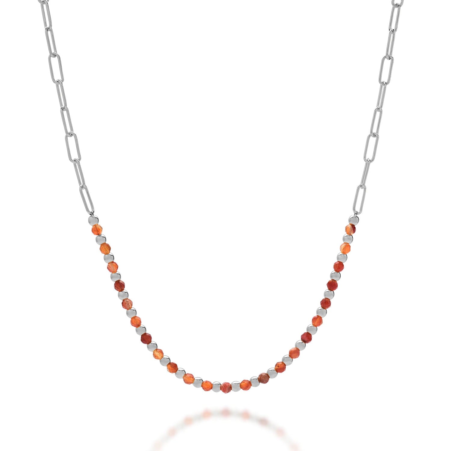 Carnelian Gem Shine Necklace Sterling Silver