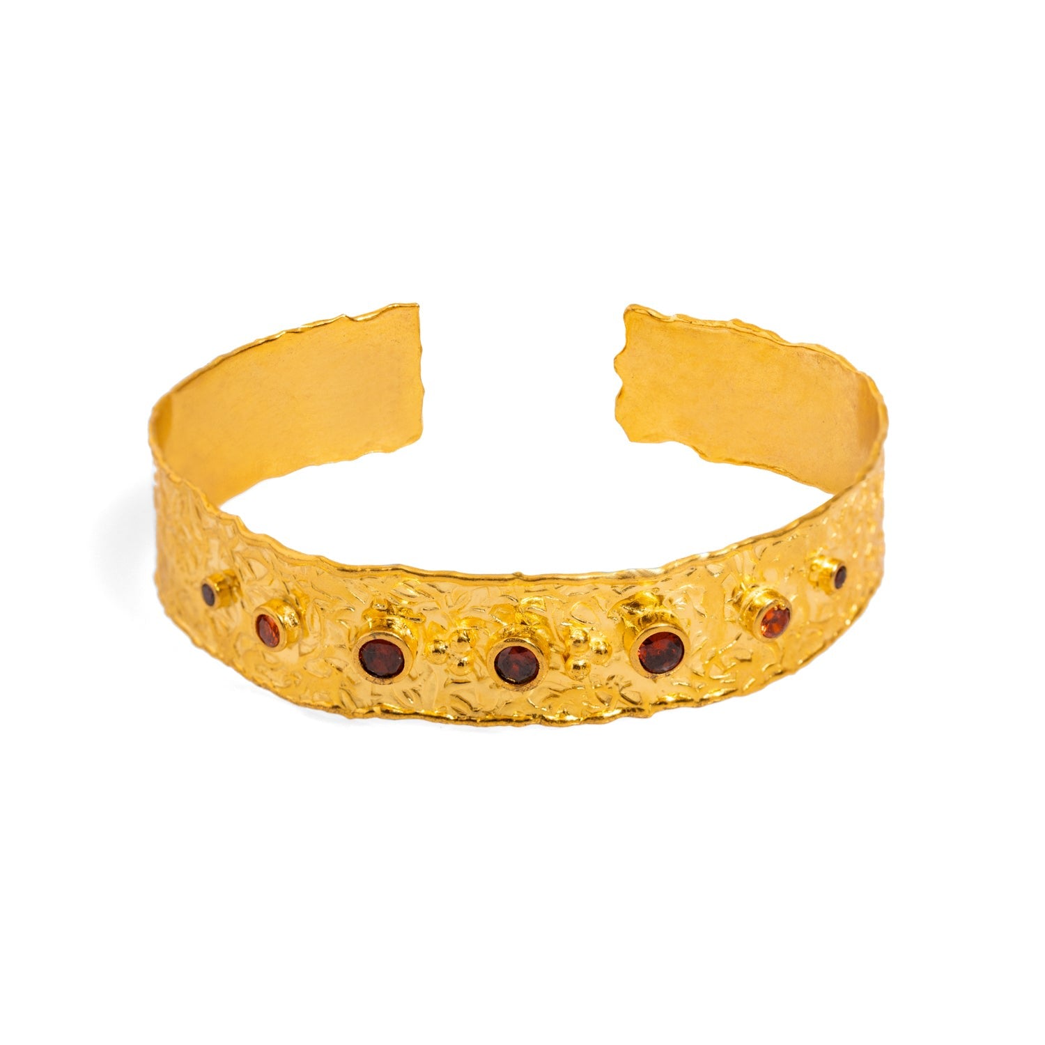 Carnelian Power Dots & Gold Design Cuff Bracelet - Gold